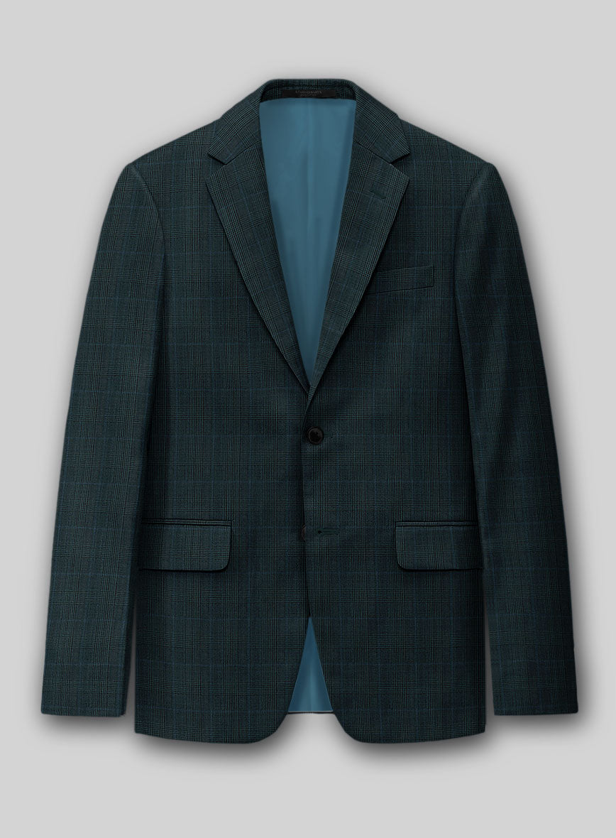StudioSuits Napolean Esso Tartan Teal Blue Wool Jacket