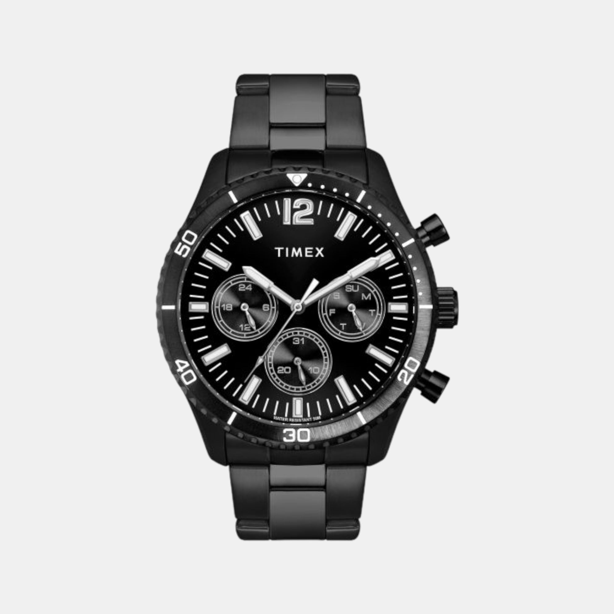 Timex E Class Men Quartz Black Dial Chronograph Stainless Steel Watch TWEG22204