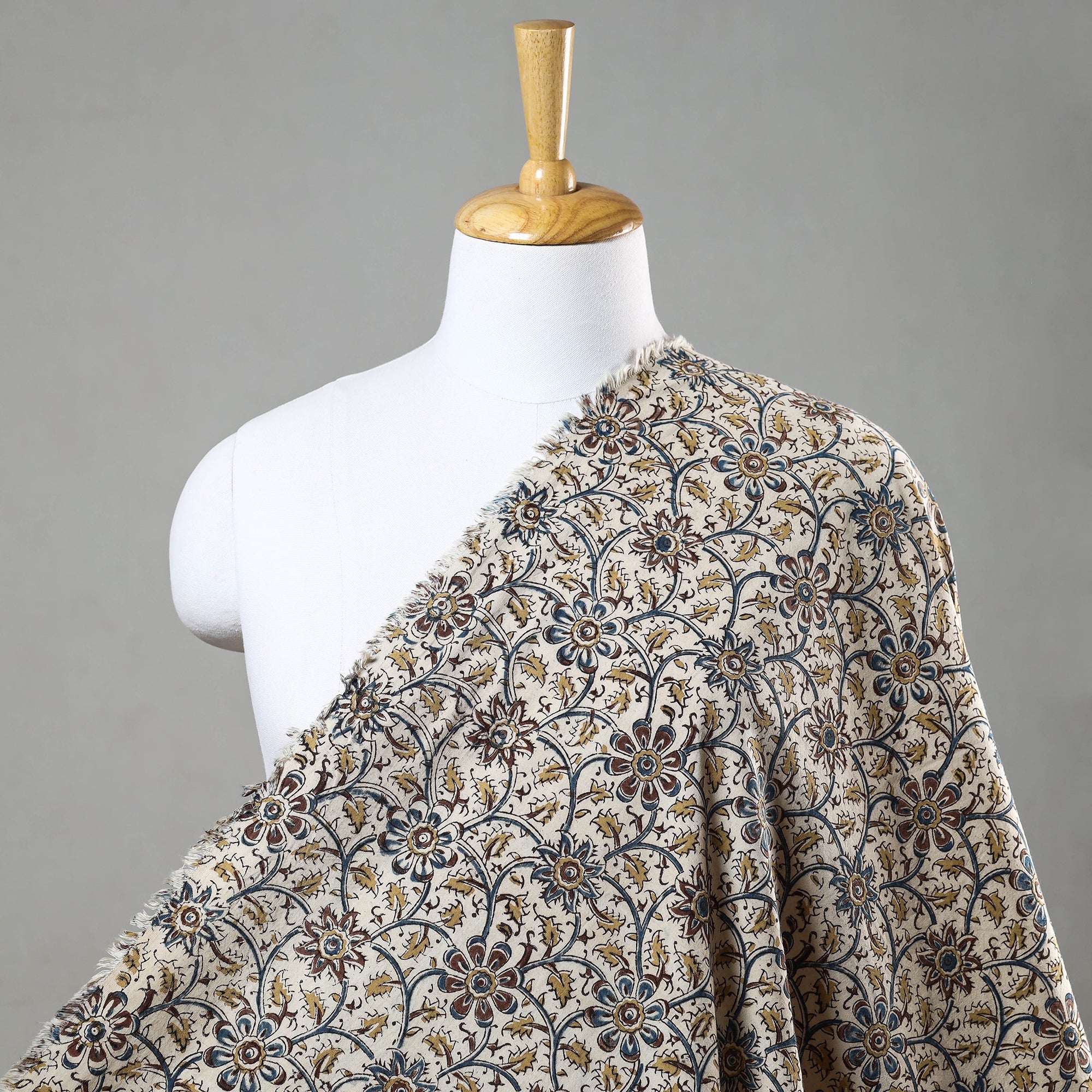 PITCHUKA SRINIVAS KALAMKARI PEDANA Beige - Pedana Kalamkari Block Printed Cotton Fabric
