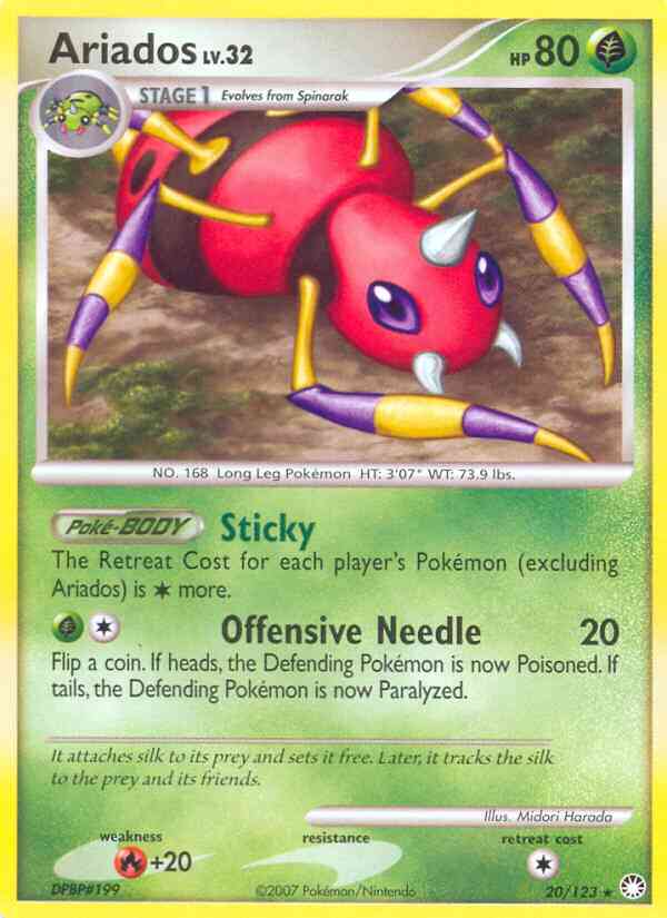 Rare dp2-20 reverse – Pokémon Ariados - 20/123 - Rare [dp2-20] [Reverse Holo]