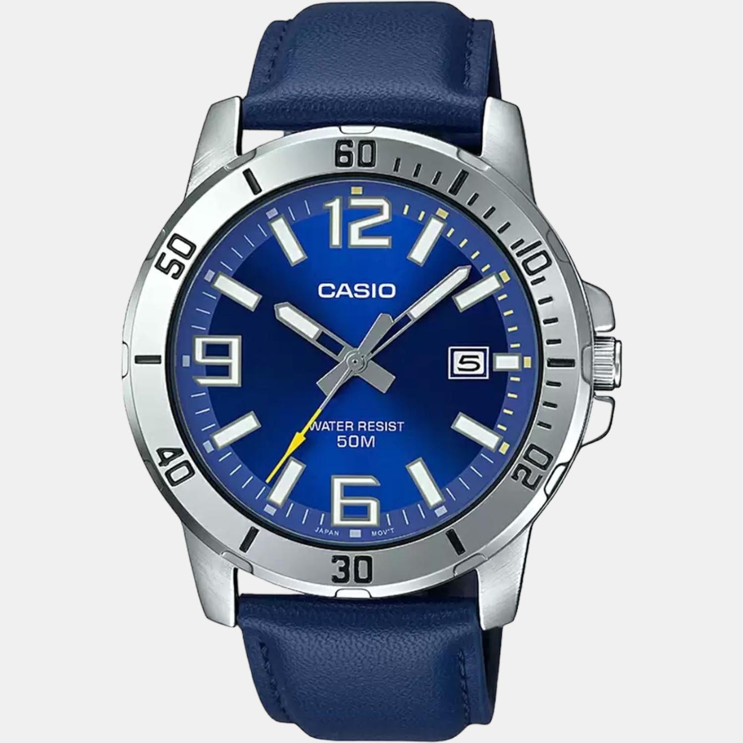 Casio Enticer Men Quartz Blue Dial Analog Leather Watch A1737 - view 2