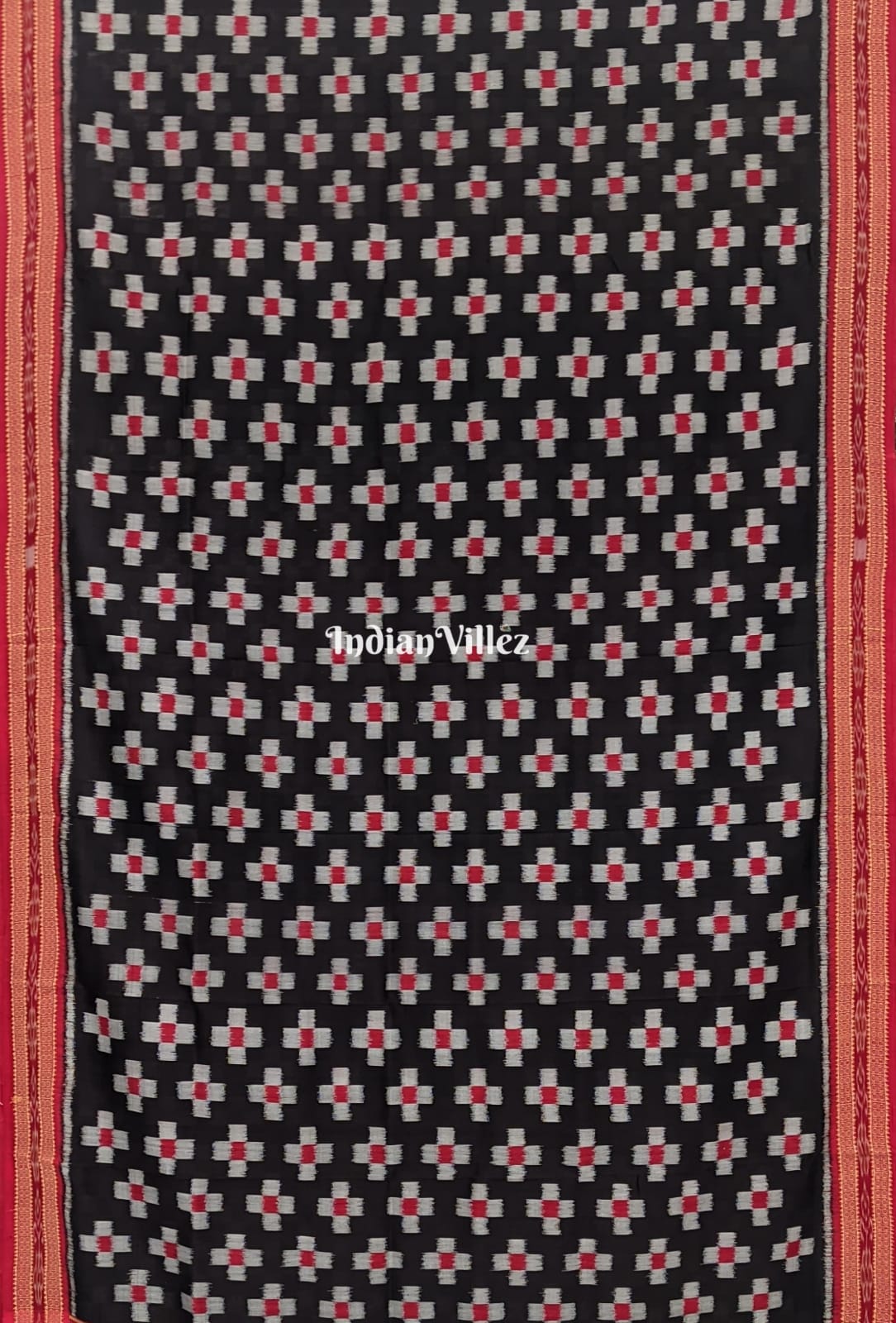 IndianVillèz Black Body Pasapali Odisha Ikat Khandua Silk Saree - view 3