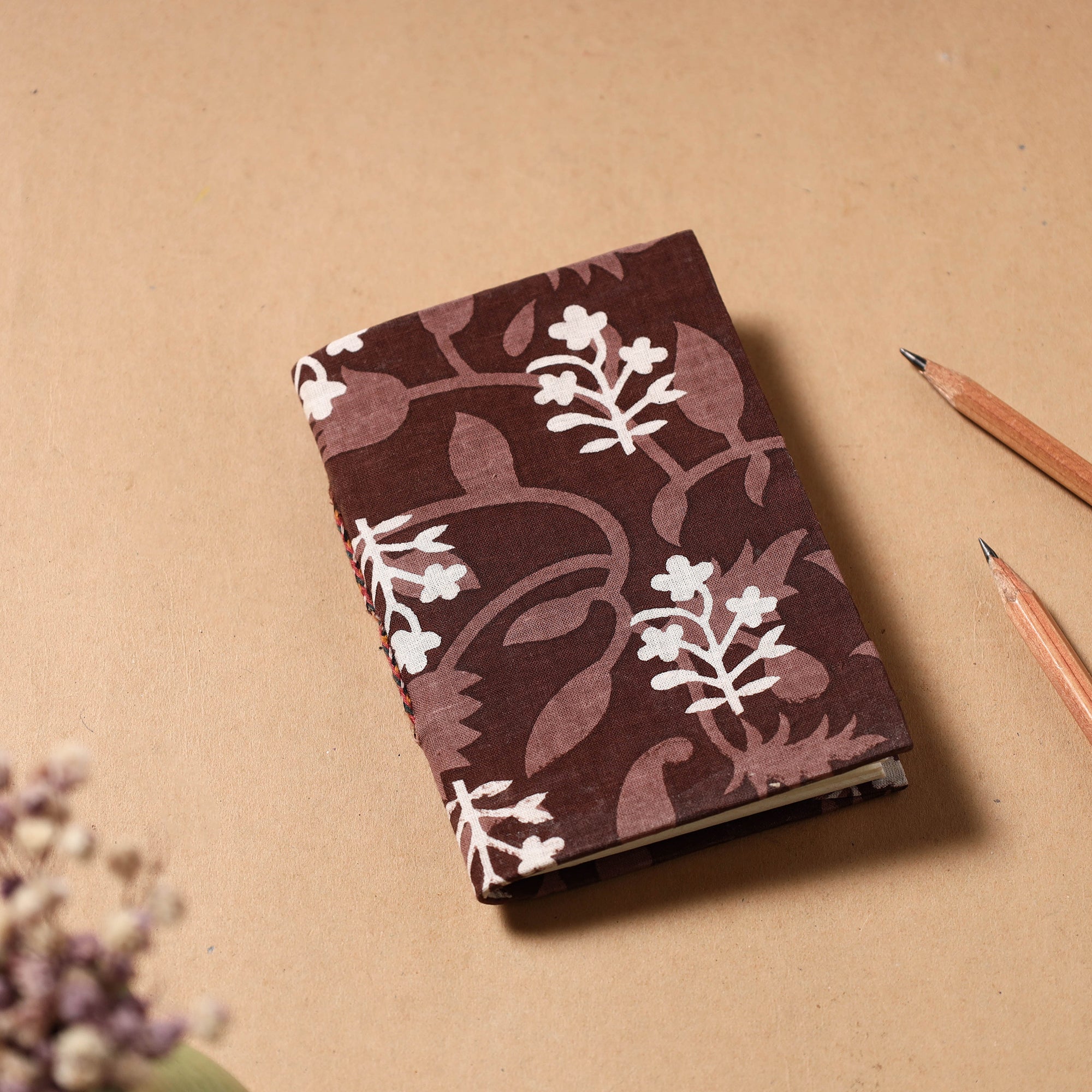 BINDAAS UNLIMITED Brown - Sanganeri Fabric Cover Handmade Paper Notebook (5 x 3 in)