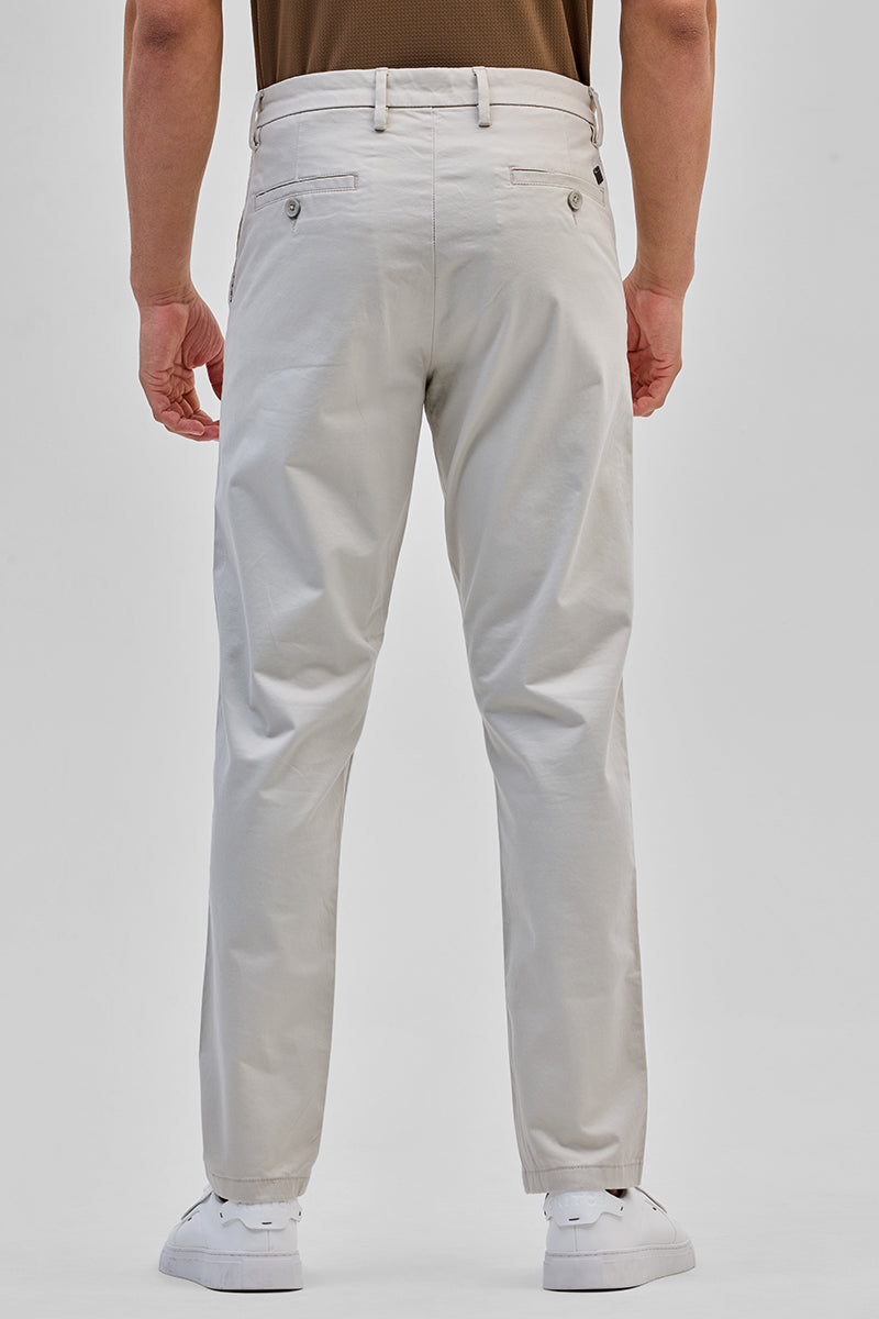 SNITCH Cream Slim Fit Trousers - view 5