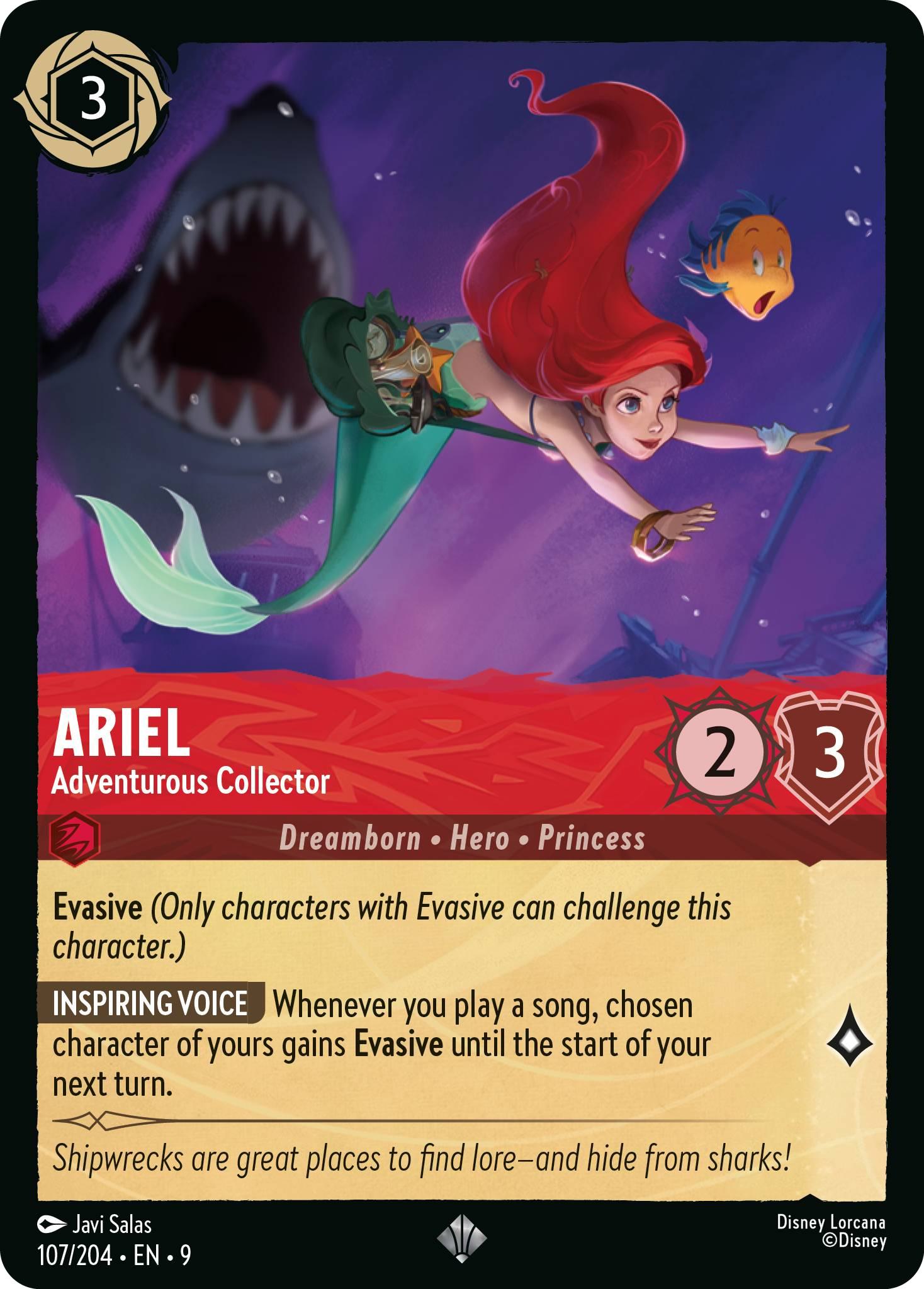 204 fabled non-foil – Lorcana Ariel - Adventurous Collector - 107/204 [Fabled] [Non-Foil]