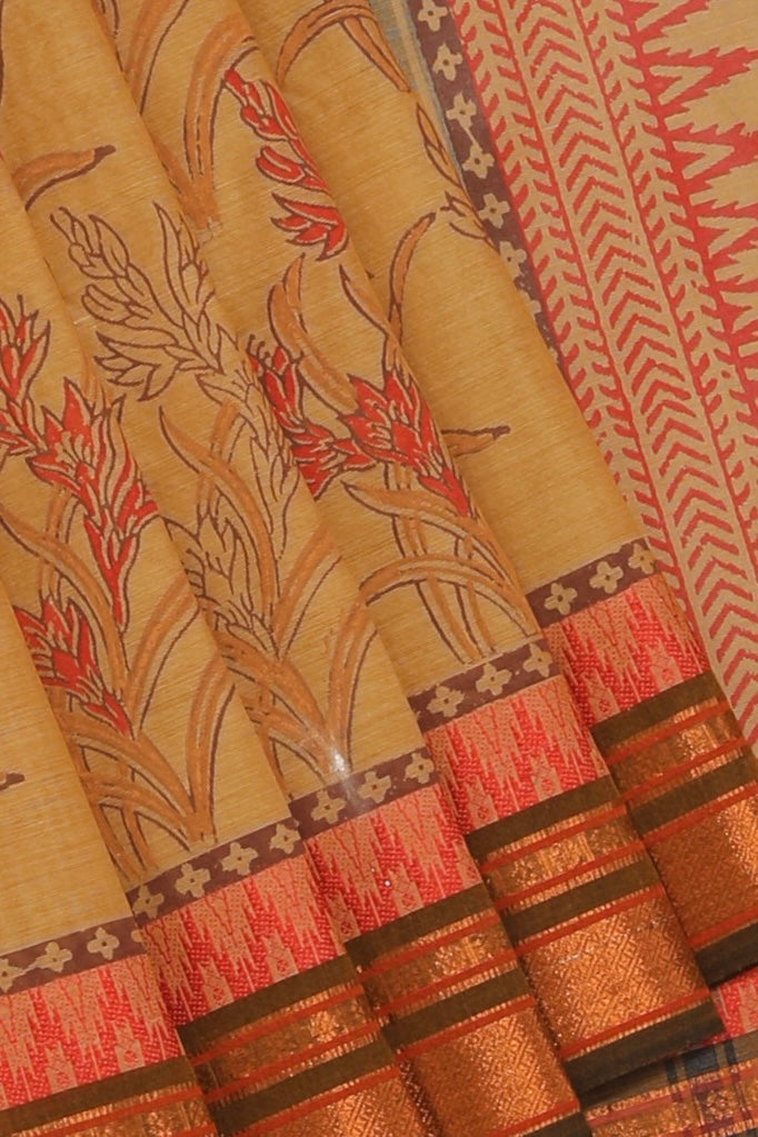 Kalanjali Ethnics Hand block printed cotton saree