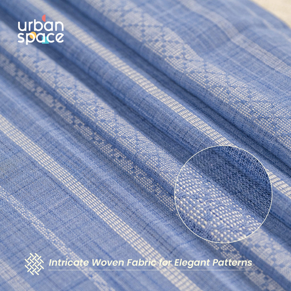 Urban Space -Home Furnishing Store Aari Collection Embriodered Sheer Curtains, 40-50% Light Filtering Curtains - Pack of 2 - Vertical Weaves Blue - view 2