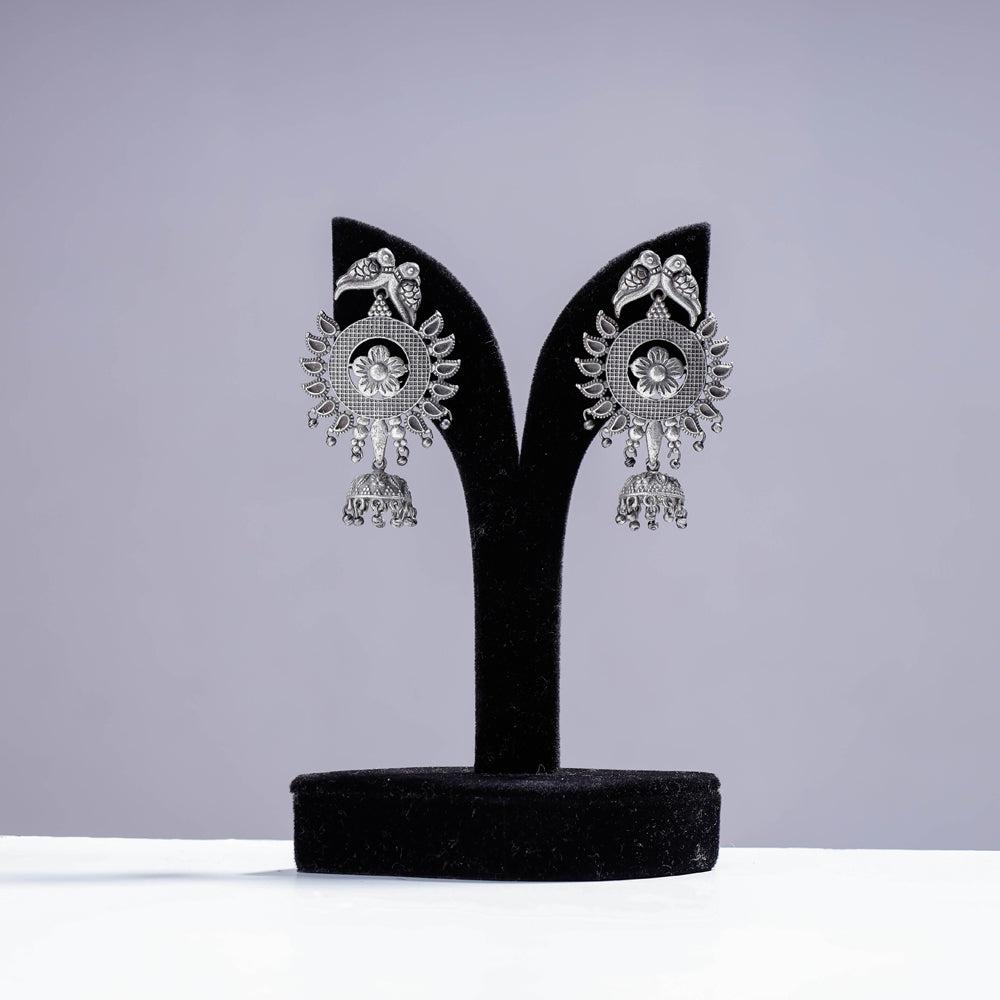 WHITE RIVER STORIES Antique Silver Finish Oxidised Brass Base Earrings