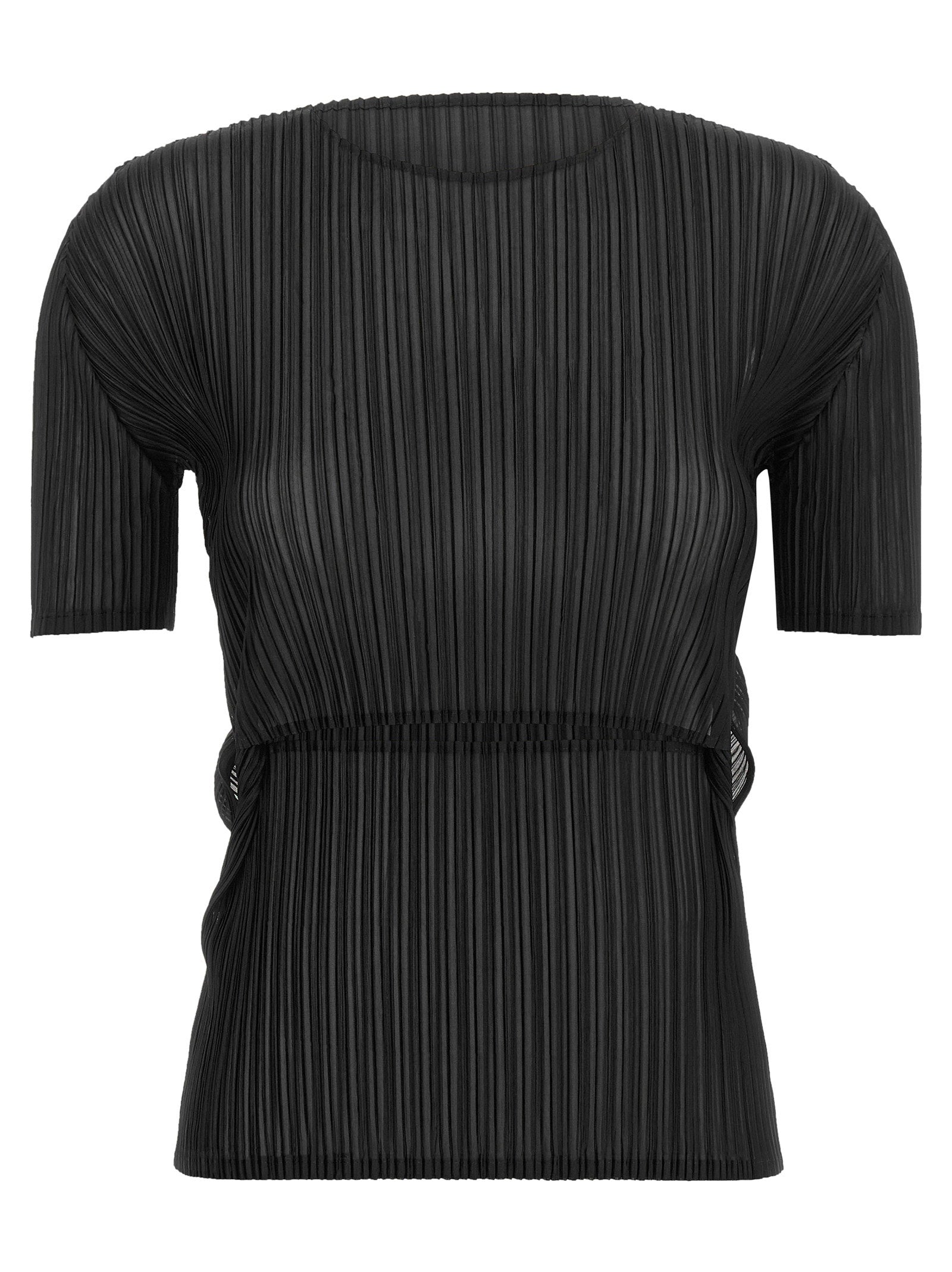 Issey Miyake Sheer Slit Pleats Top – 100% polyester