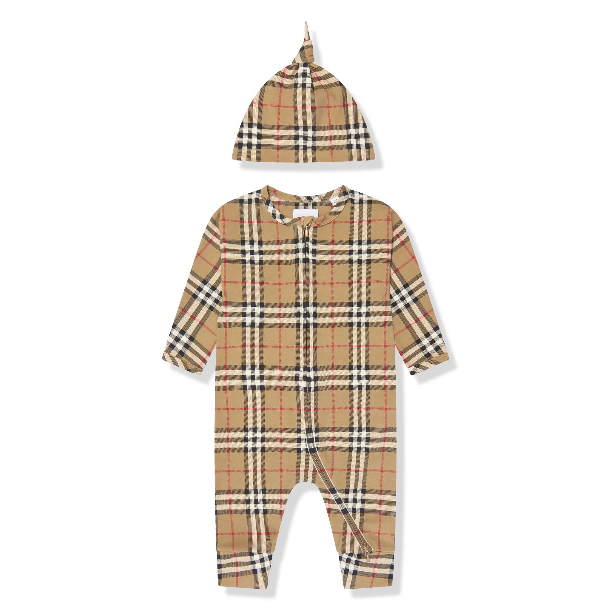 Burberry Baby Claude Archive Check Beige Romper Set - view 3