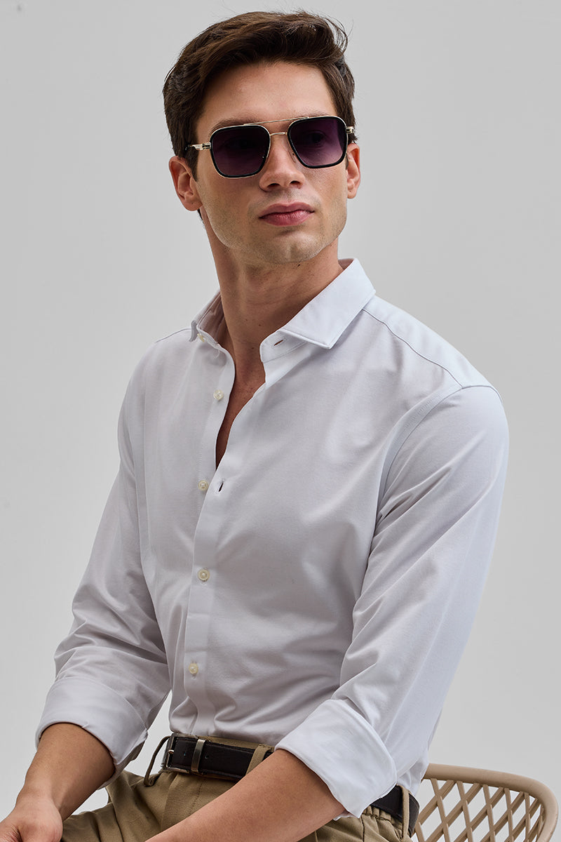 SNITCH White Solid Stretch Shirt - view 5