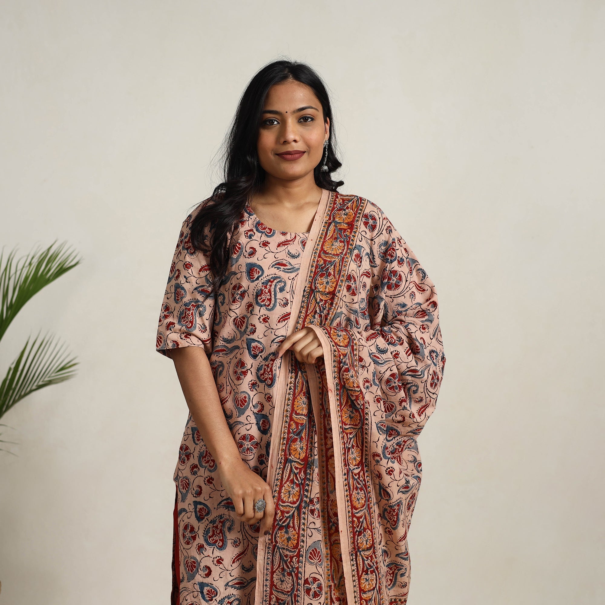 ITOKRI CASUALS Beige - Block Printed Cotton Kalamkari Kurta Set 09