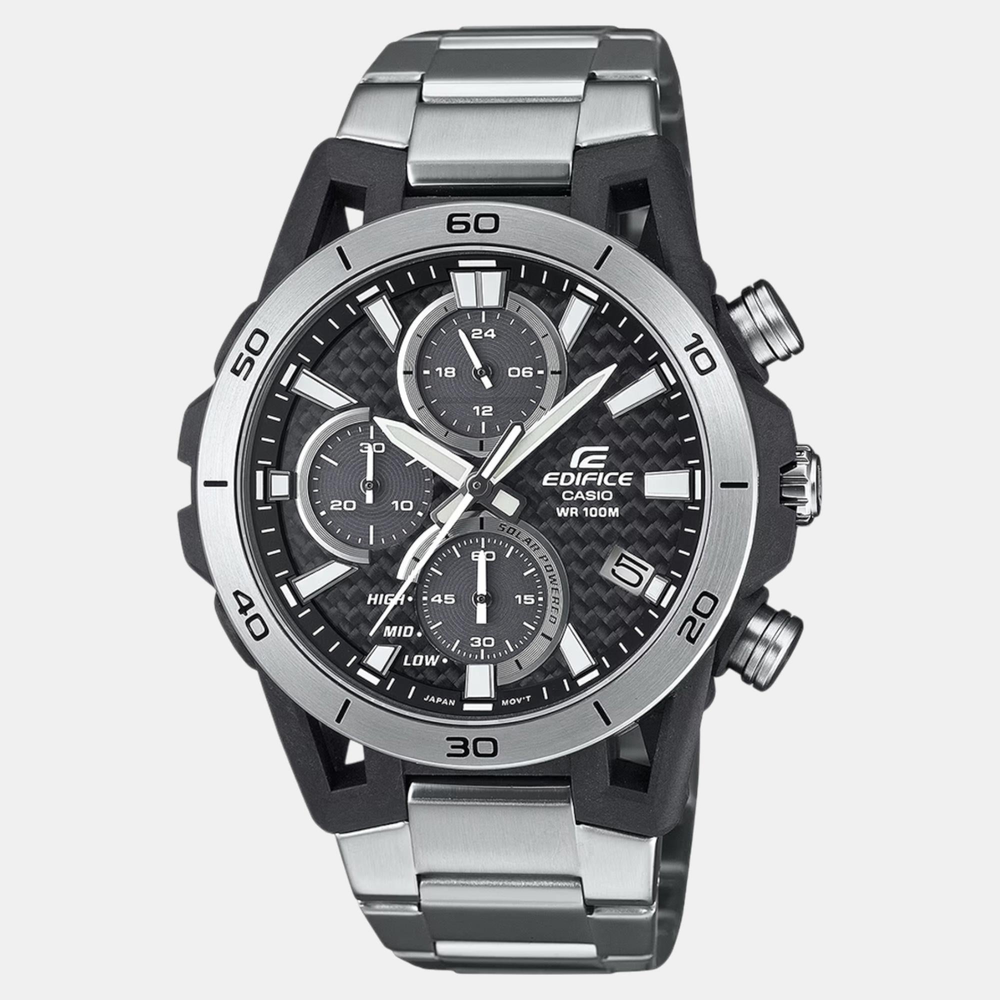 Casio Edifice Men Quartz Silver Dial Chronograph Stainless Steel Watch ED628