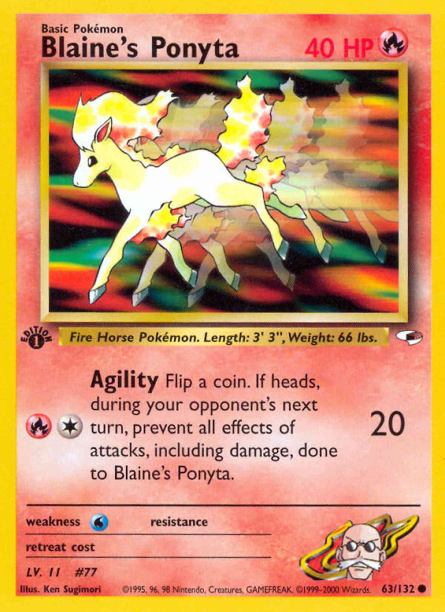 1st edition gym1-63 – Pokémon Blaine's Ponyta - 63/132 - Common - 1st Edition [gym1-63] [Non-Holo]