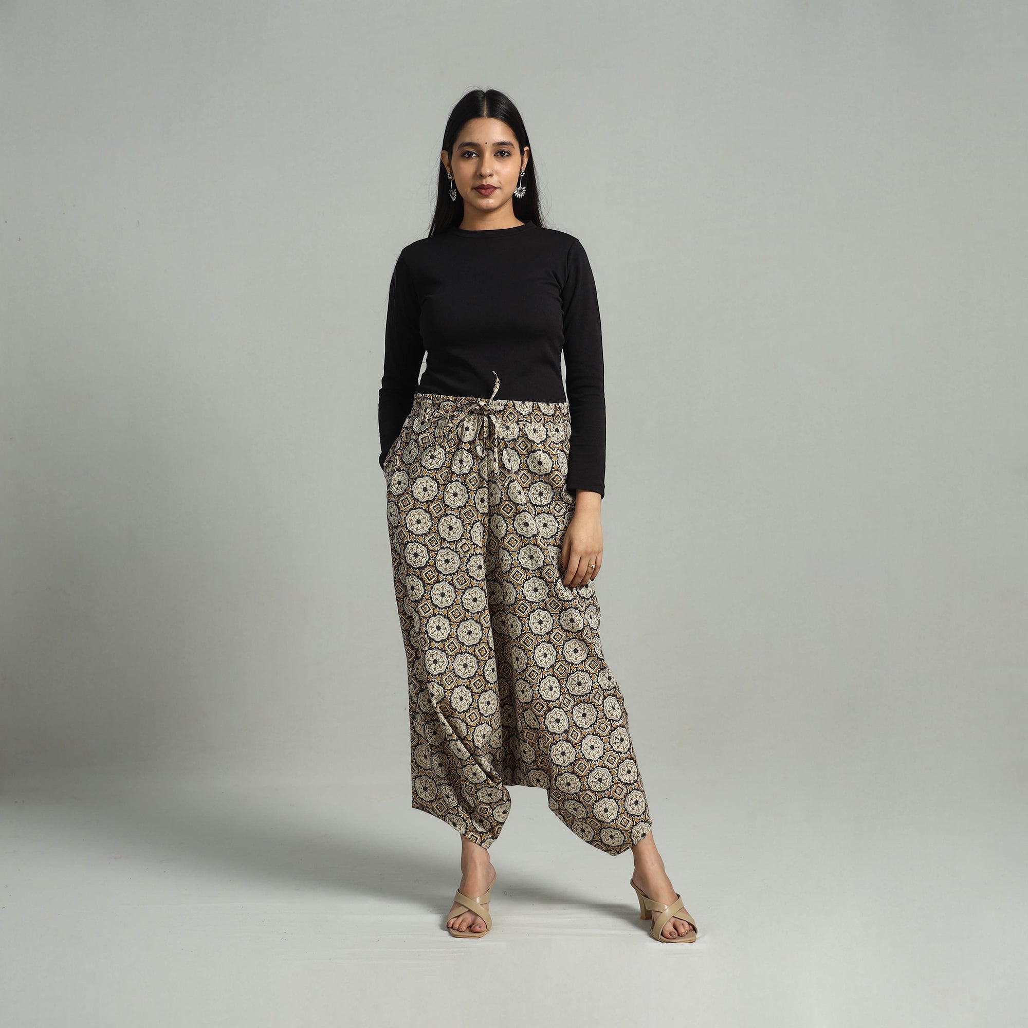 ITOKRI CASUALS Brown - Bagru Block Print Cotton Elasticated Harem Pant 13 - view 2