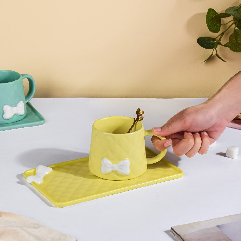 Nestasia Bow Cup With Rectangular Plate Yellow 260 ml - view 2