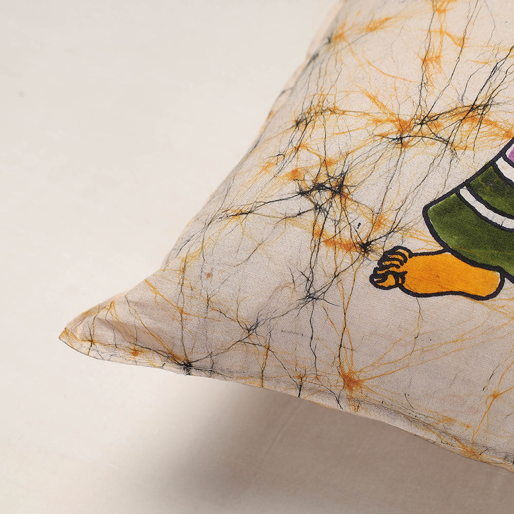 KACHCHH JI CHHAAP Beige - Hand Batik Printed Pure Cotton Cushion Cover (18 x 18 in) - view 2