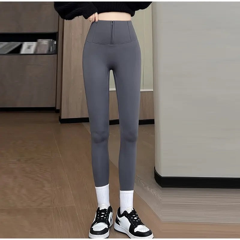 Alamode By Akanksha Martha Slimming Premium Fleece Leggings with Buttons - view 6