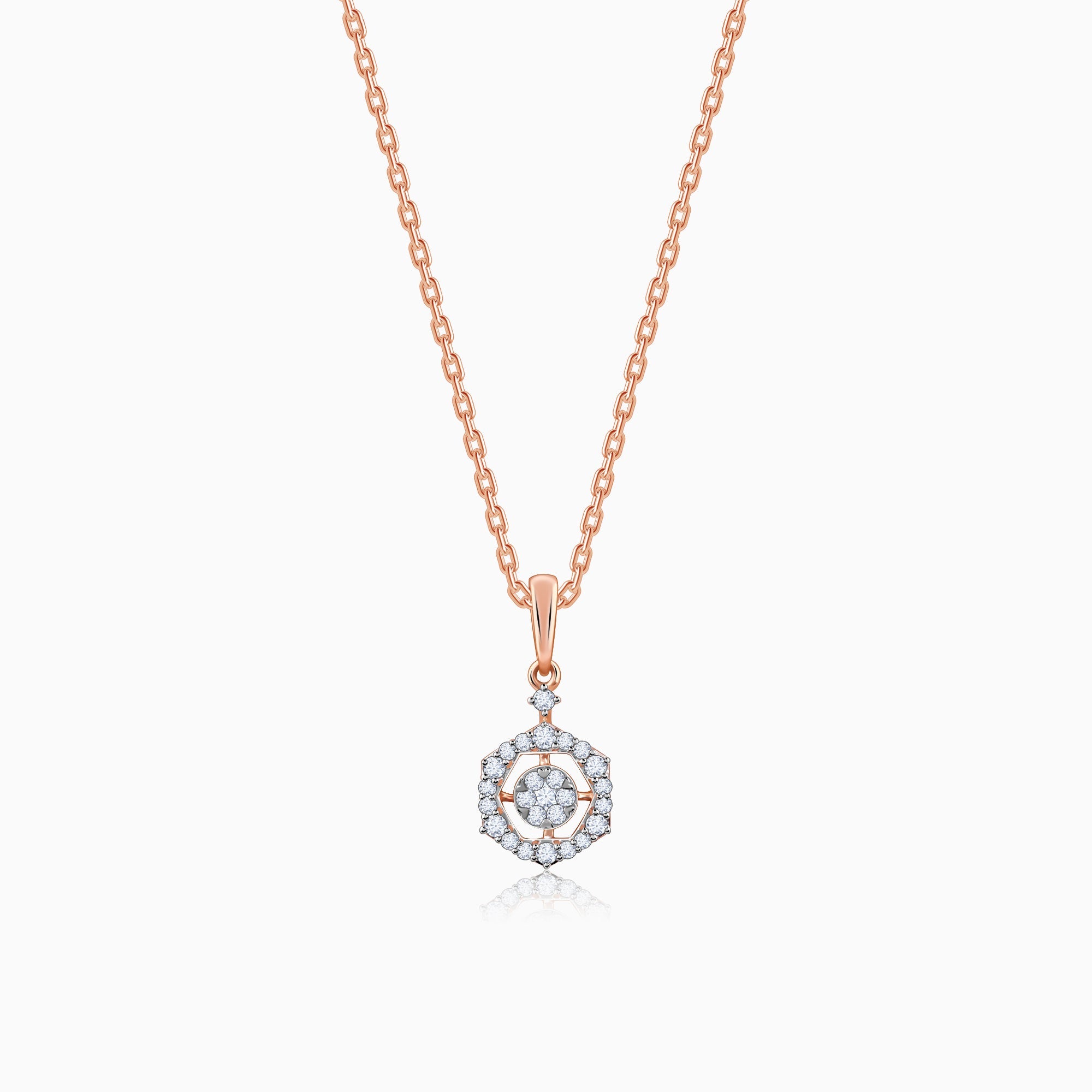 GIVA Jewellery Rose Gold Sparkling Floral Diamond Pendant
