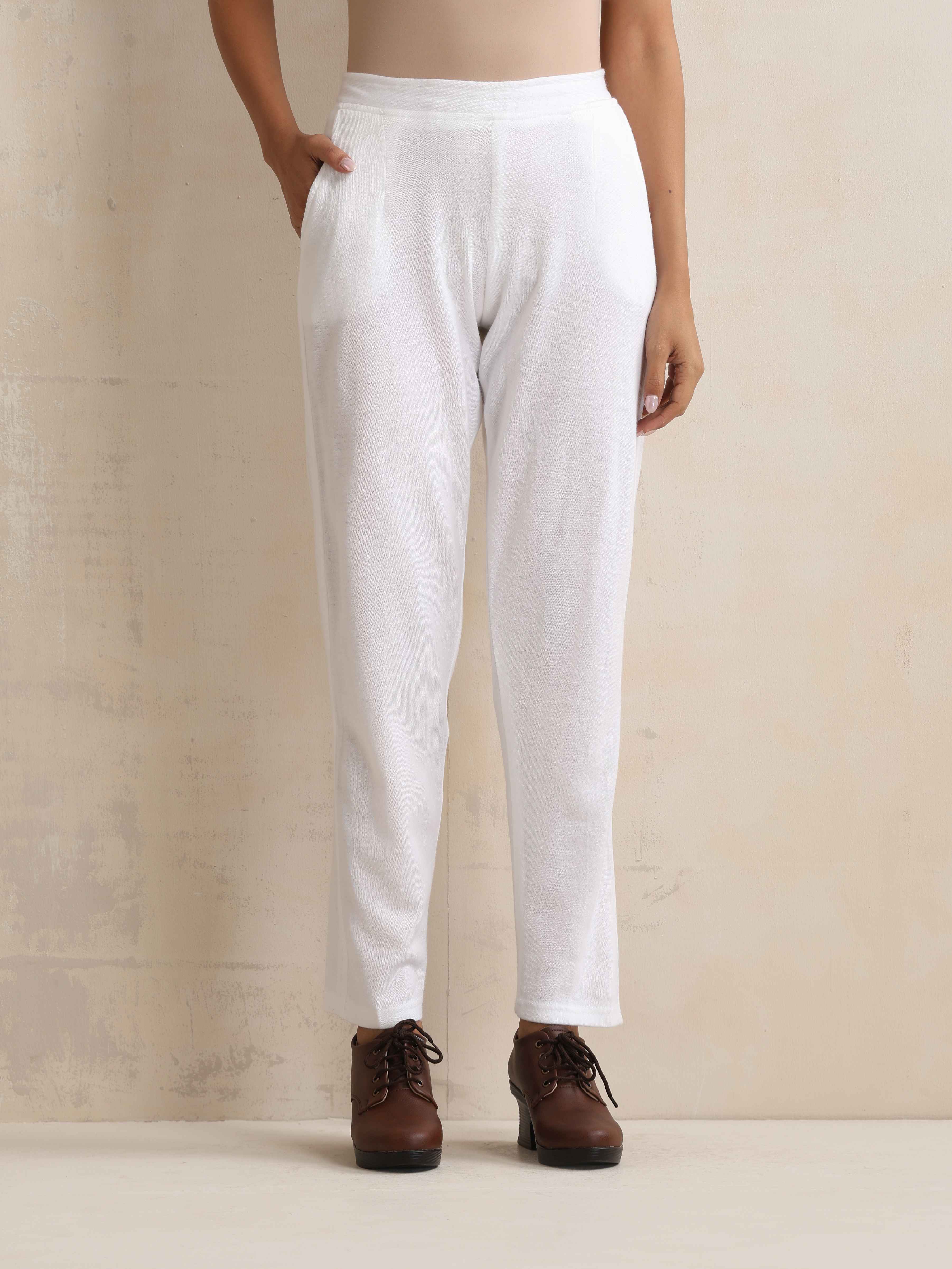 trueBrowns White Woollen Pants - view 2