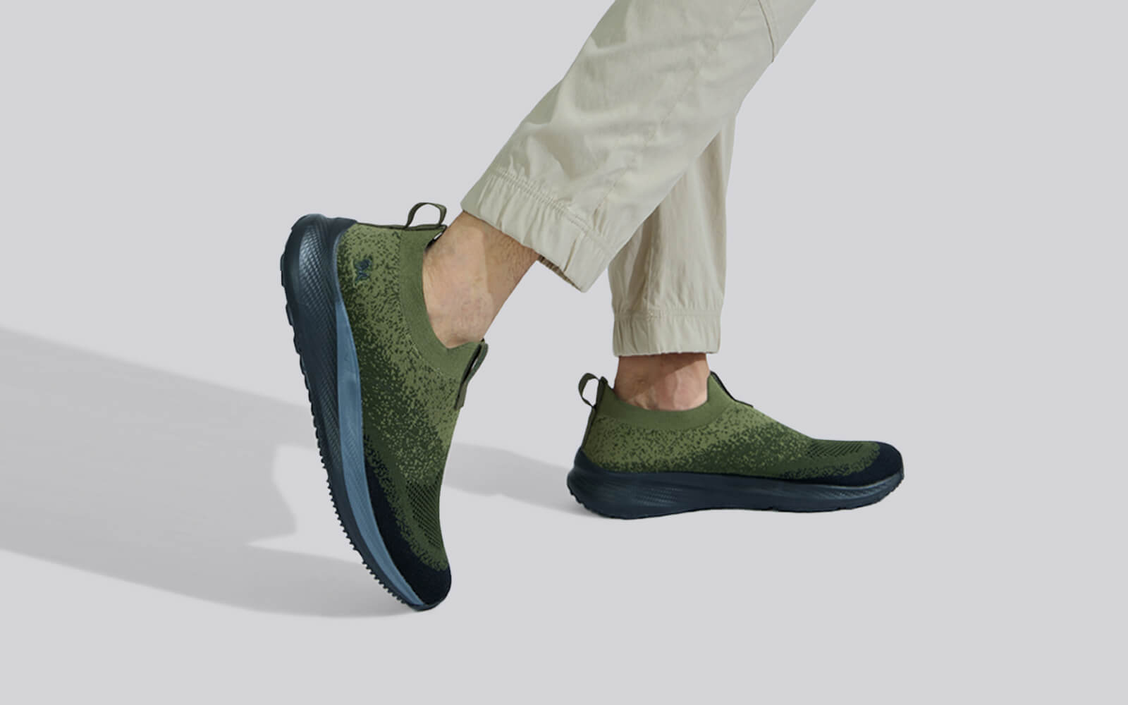 Neeman's Blend Knit Slip Ons : Olive-Black - view 3