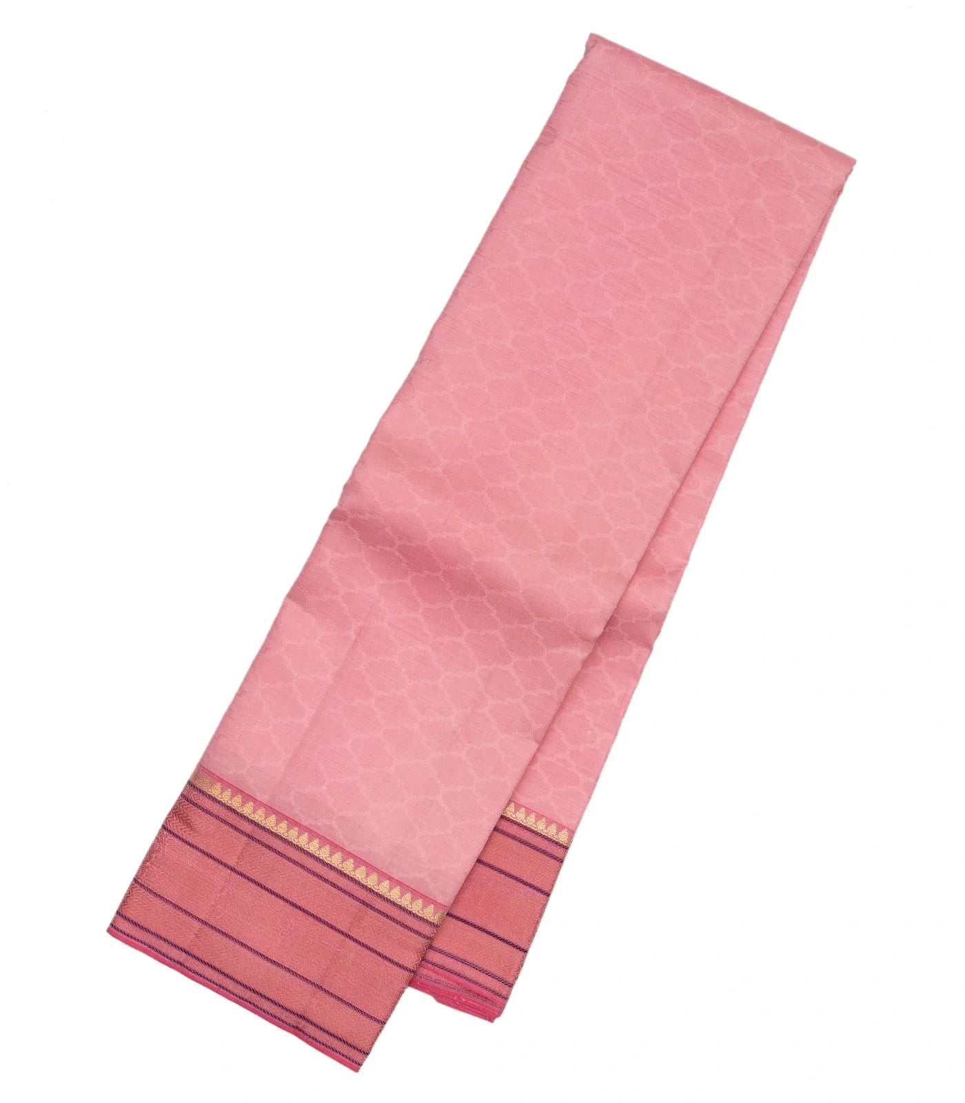 RmKV Bubblegum Pink Handloom Kanchipuram Silk Saree With Jaal Motifs