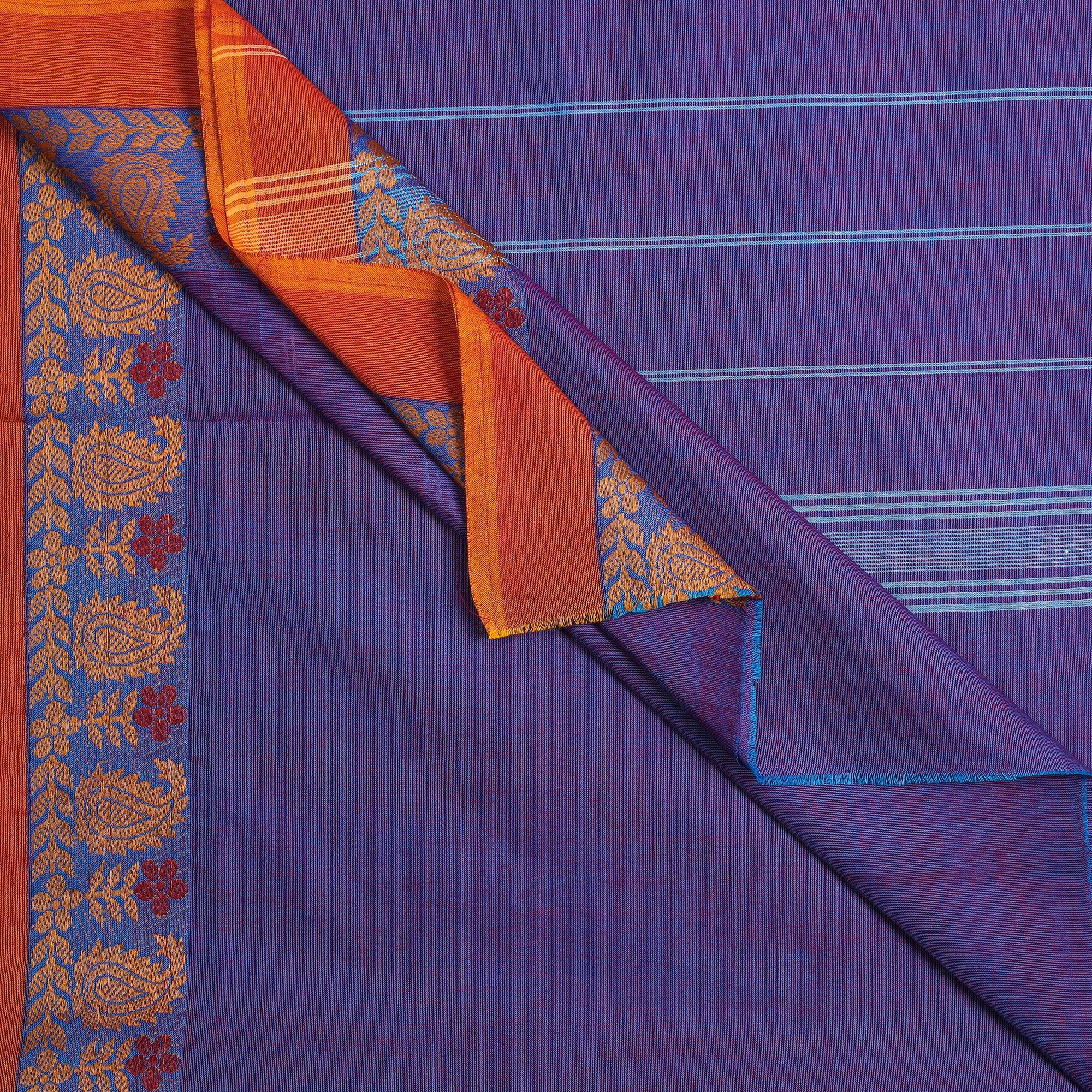 SOUTH KARGHA Blue - Traditional Chettinad Kandangi Cotton Saree with Thread Border - view 2