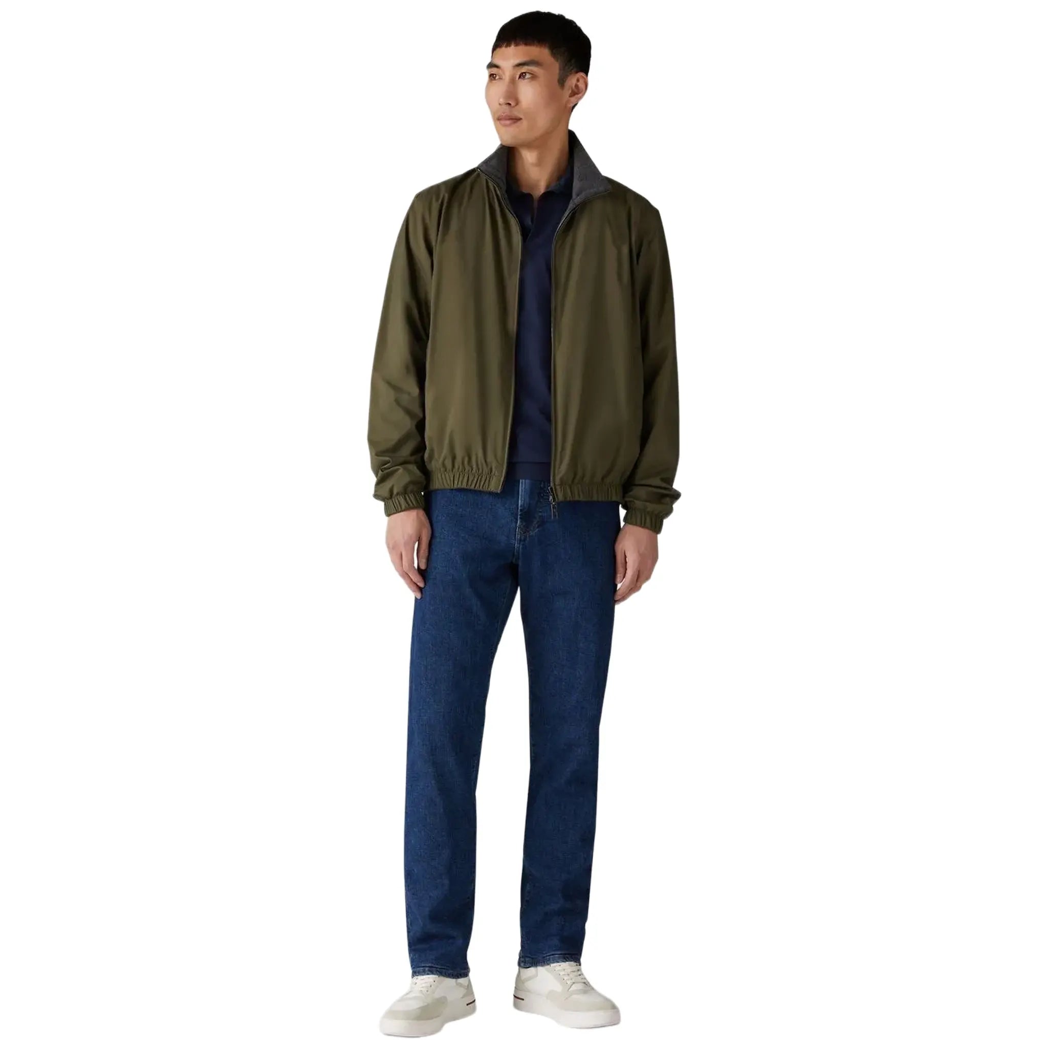 Loro Piana Windmate Storm System Dark Green Flannel Melange Bomber Jacket - view 4