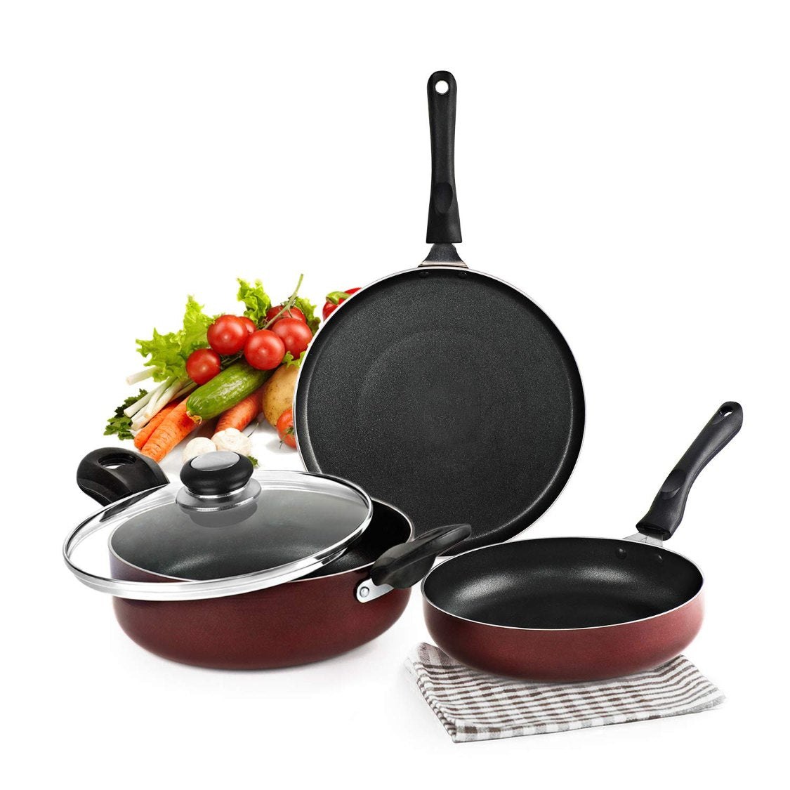 Cello Non-Stick Prima Induction Base Cookware Set, 3 Pieces