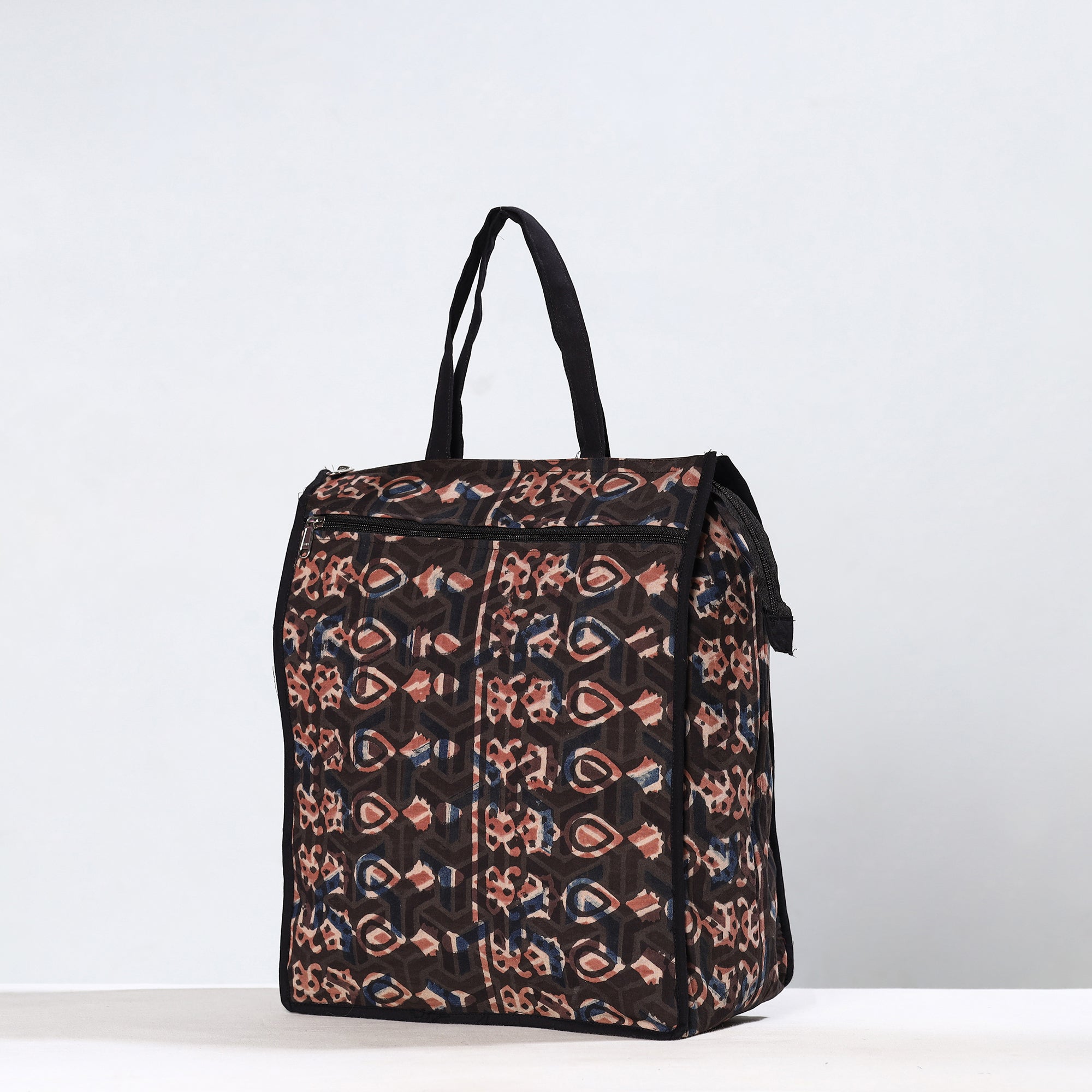 NOORI BAZAR Black - Handmade Bagru Block Printed Cotton Shopping Bag 21 - view 2