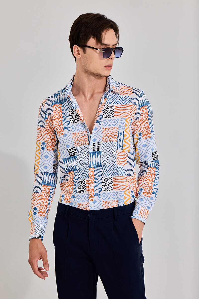 SNITCH Animal Mosaic Blue Shirt