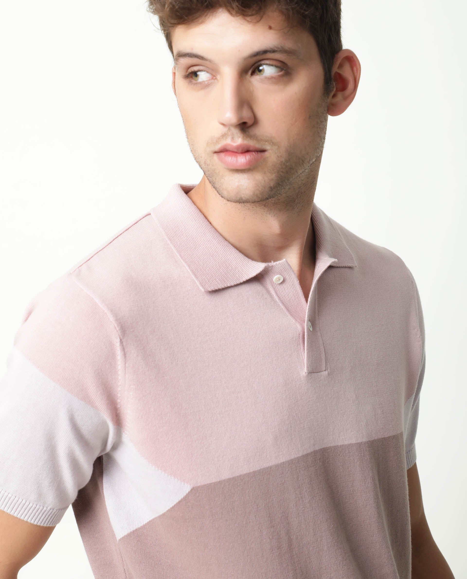Rare Rabbit Men's Triblo Pink Polo Cotton Fabric Collared Neck Half Sleeves Button Closure Slim Fit - view 3