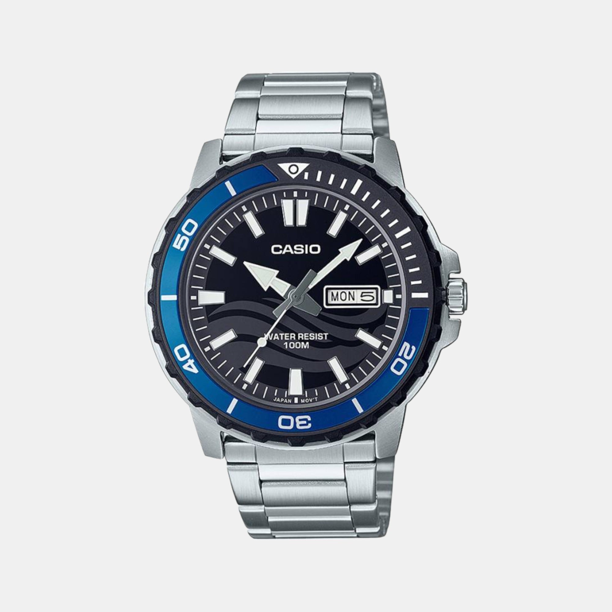 Casio Enticer Men Quartz Two Tone Dial Analog Stainless Steel Watch A2117