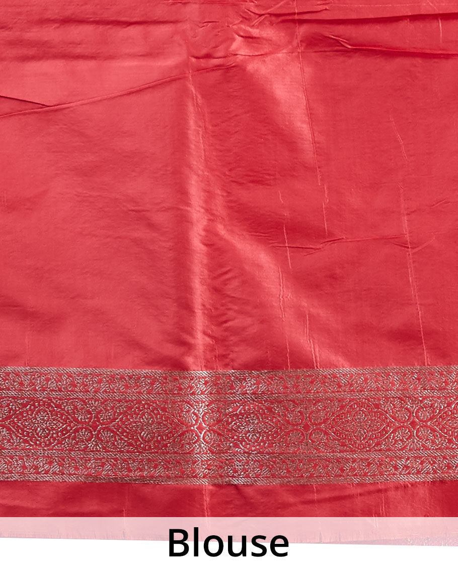 Pothys Pink floral jacquard banaras silk saree with self intricate zari border - view 4