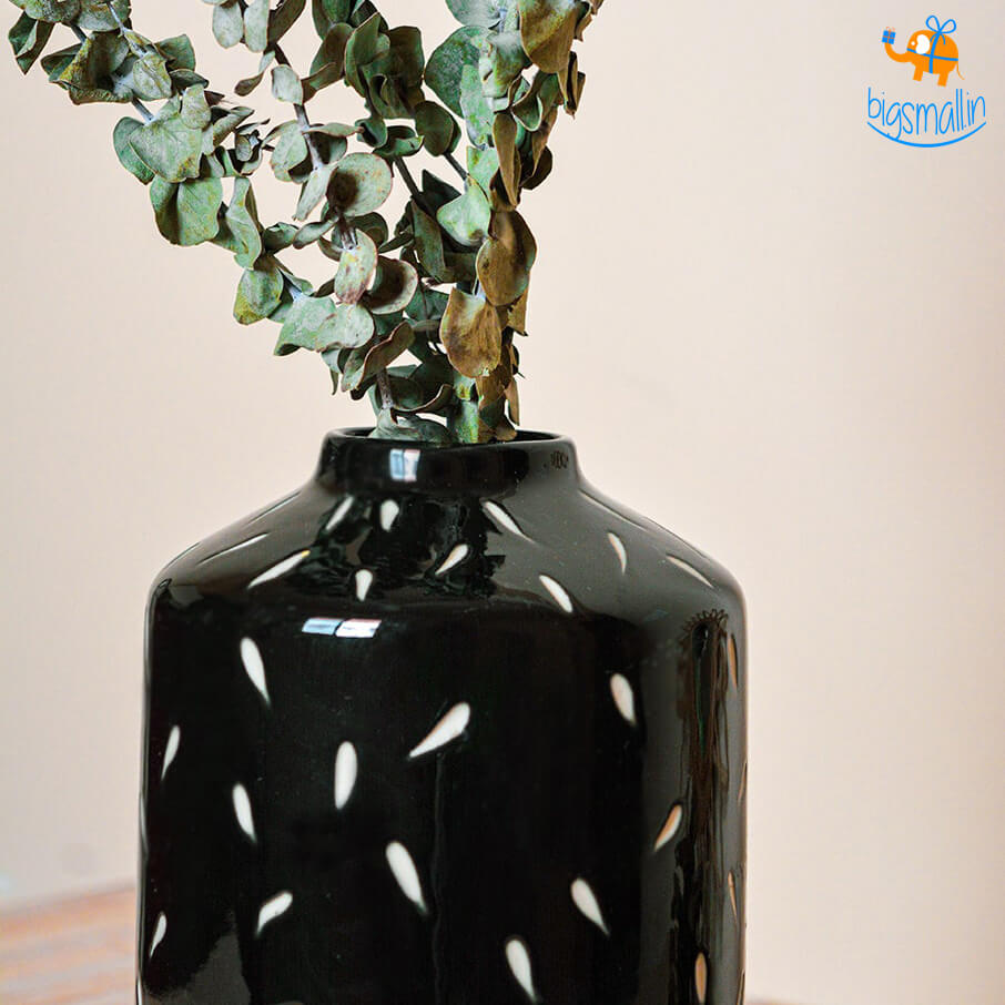 Hollyhock Eclipse Black Glaze Vase - view 3