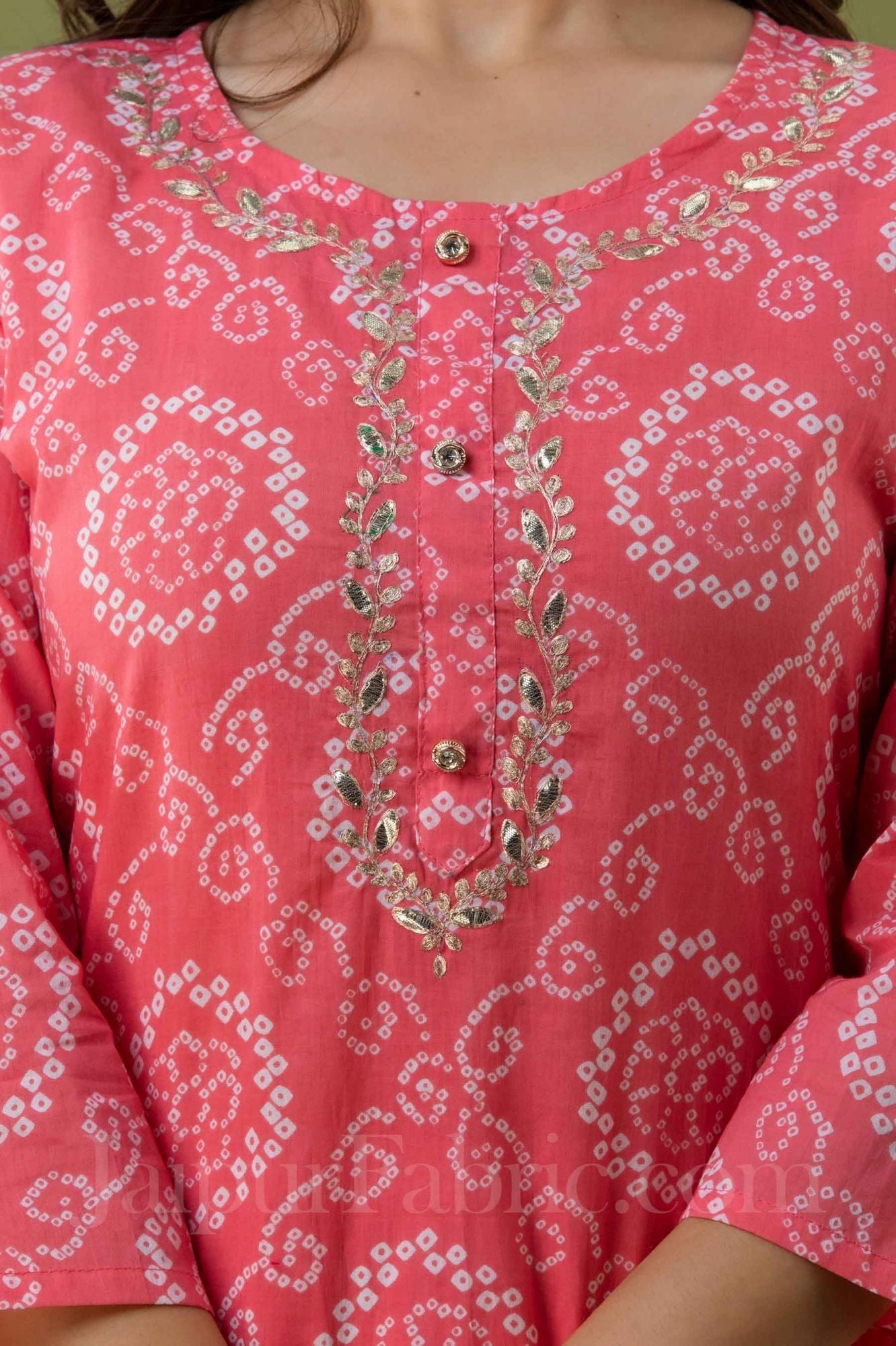 JaipurFabric® Women Peach Cotton Kurti - view 2