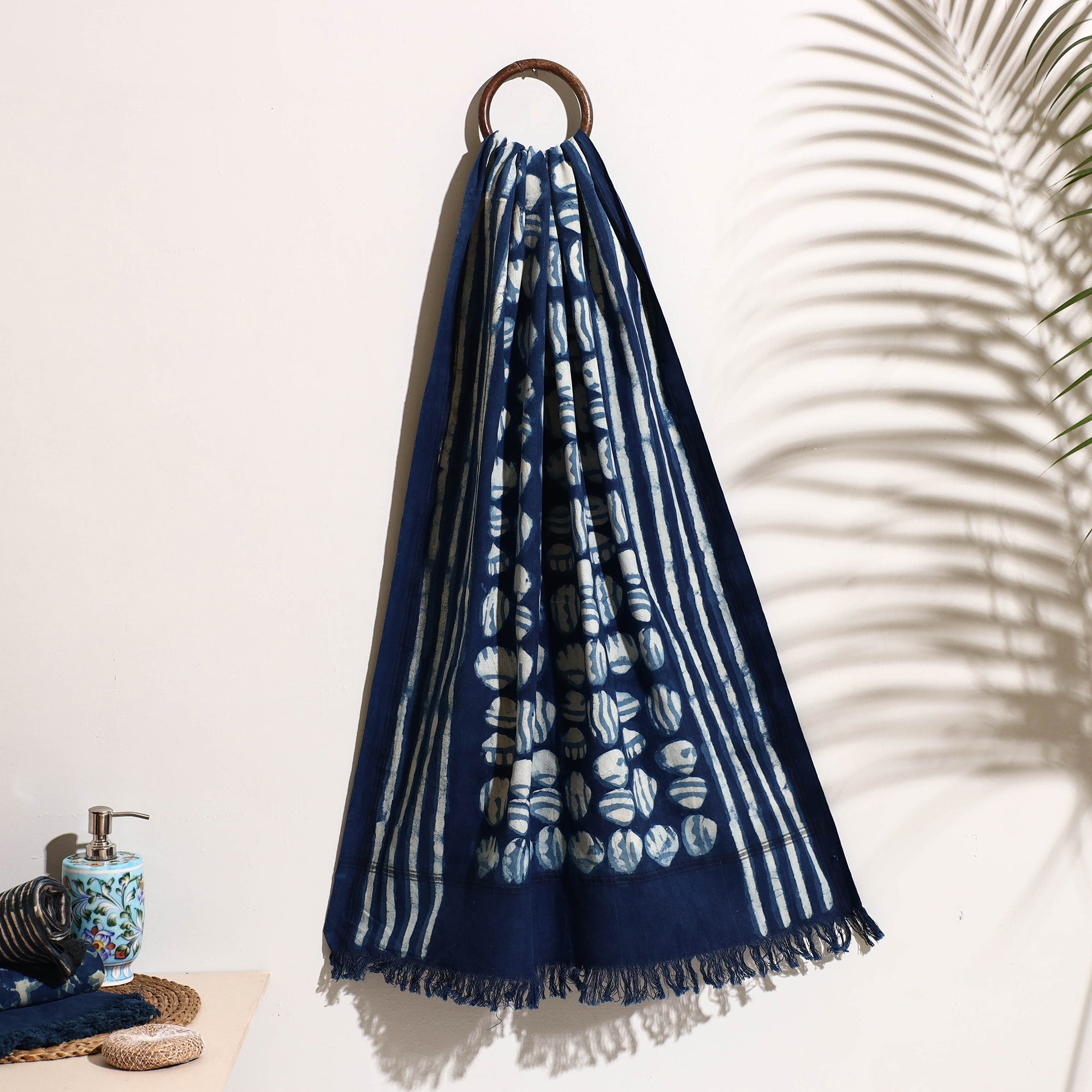 BINDAAS UNLIMITED Blue - Bindaas Block Printed Handloom Cotton Towel