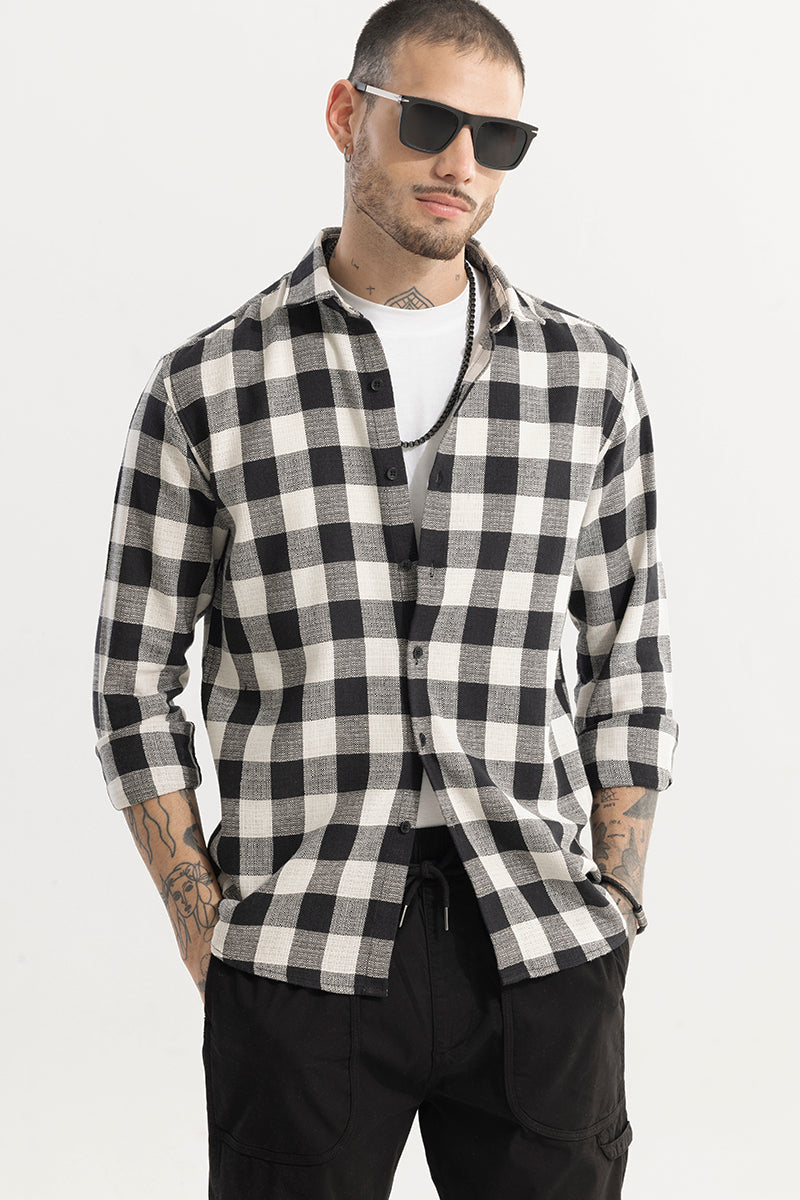 SNITCH Chess Square Black Checks Shirt