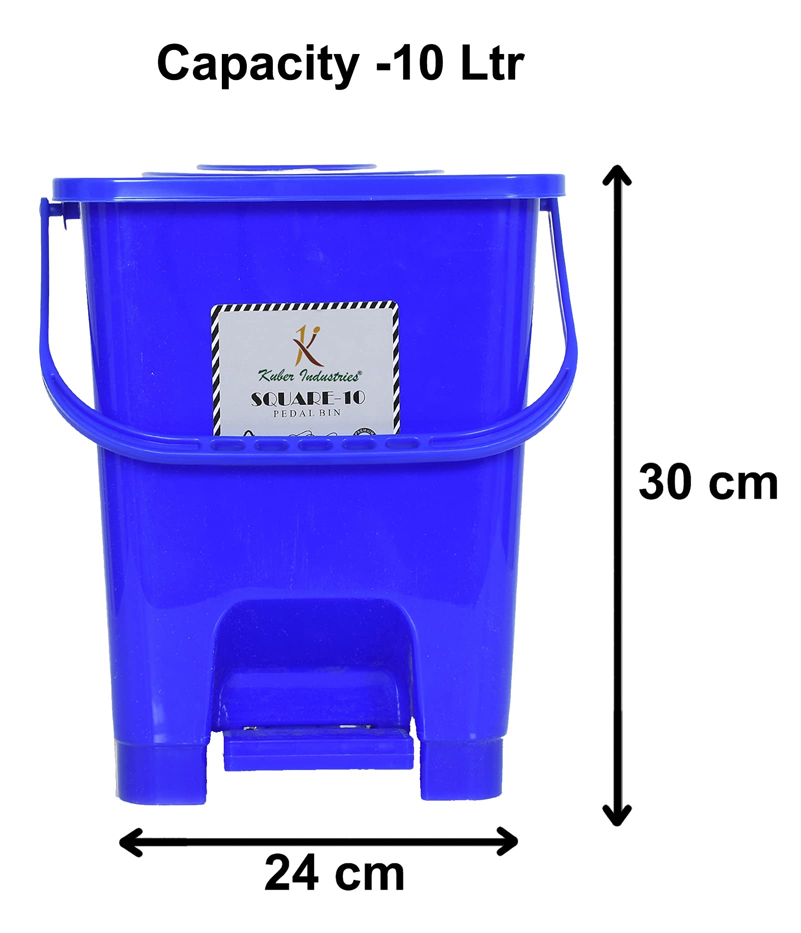 Kuber Industries Square Premium Plastic Pedal Dustbin with Lid for Home/Kitchen/Office 10 Ltr (Blue)-Pack of 3 - view 6