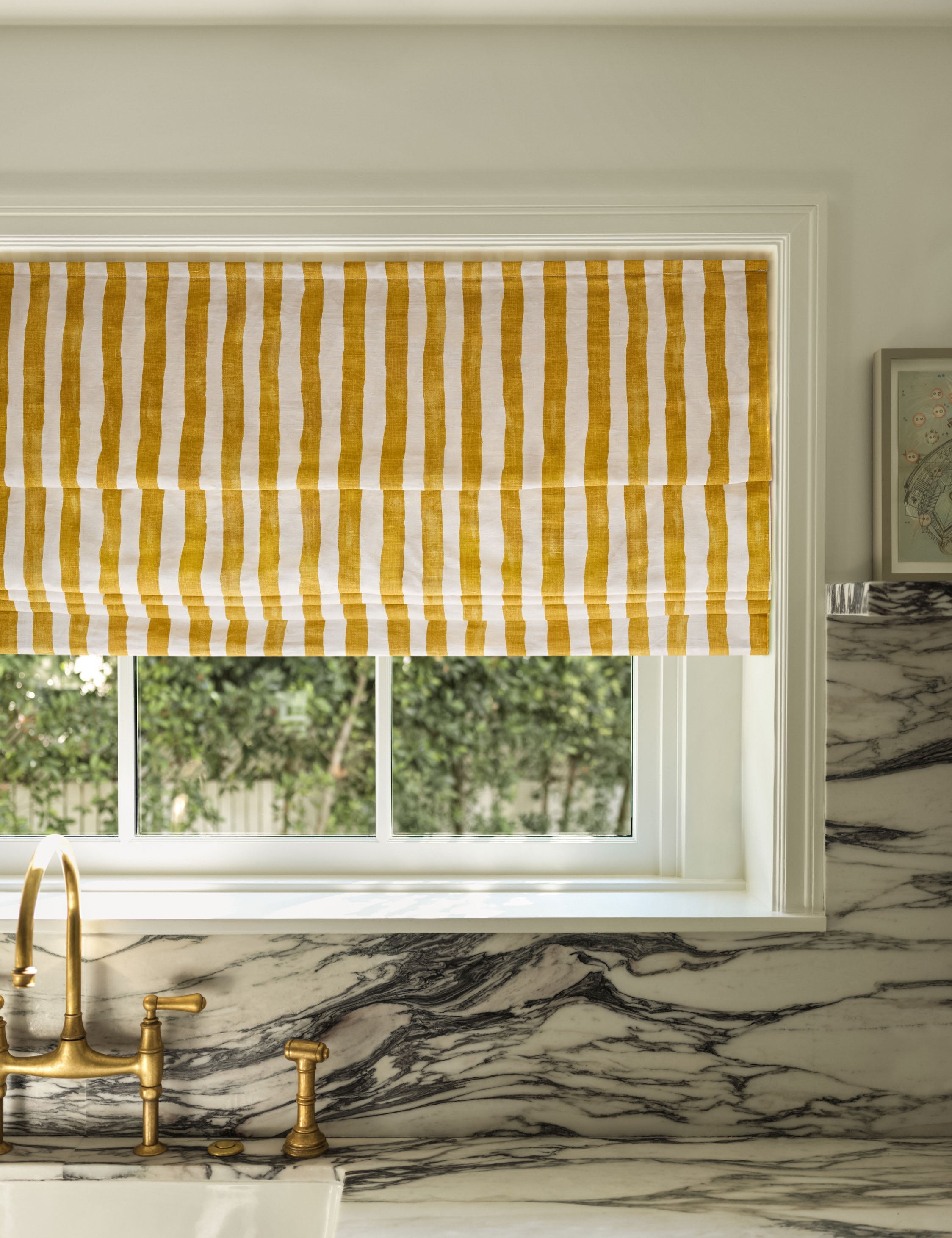 Lulu and Georgia Painterly Stripe Roman Shade by Sarah Sherman Samuel