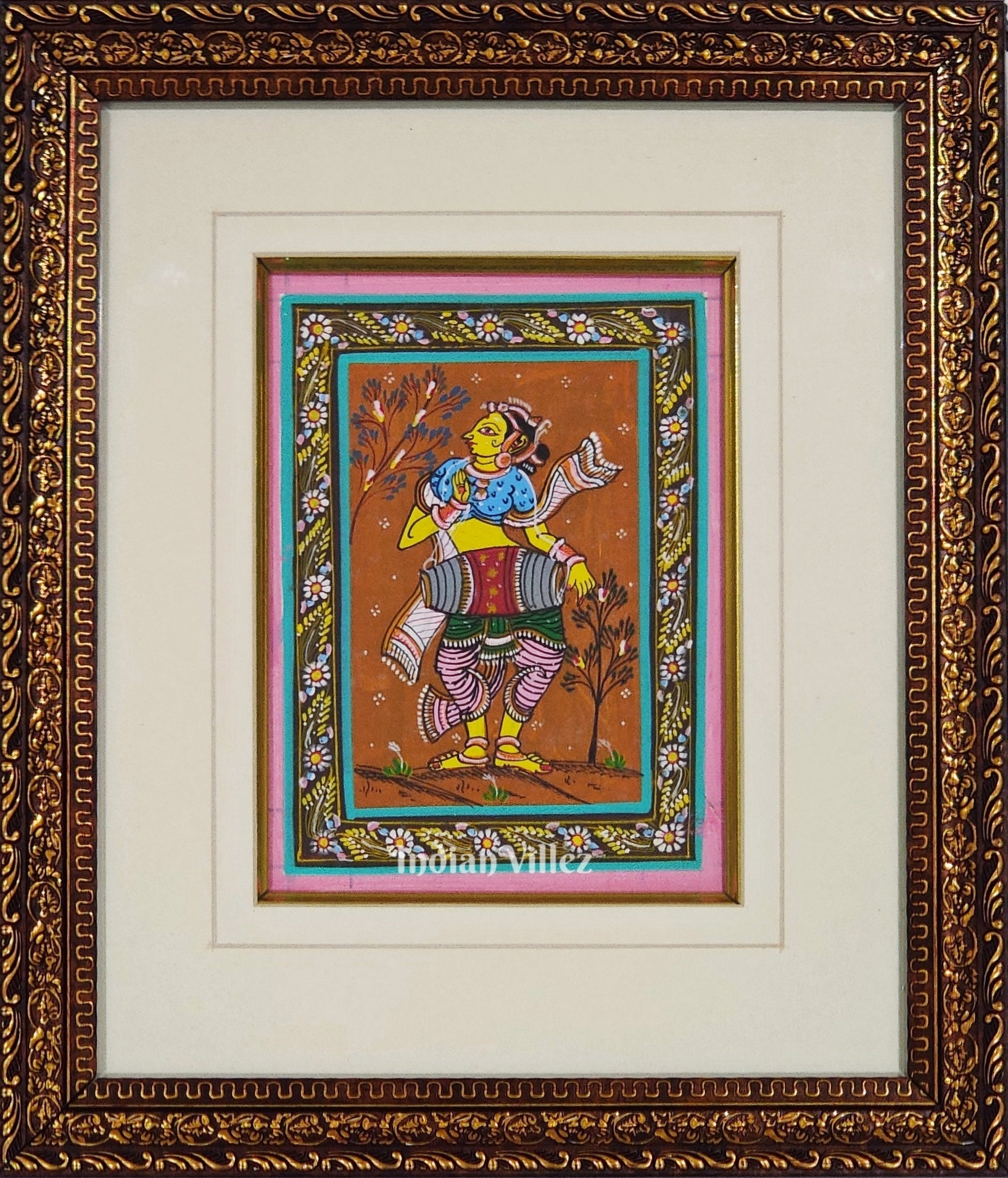 IndianVillèz Devadasi Pattachitra Painting For Home Wall Art Decor ( With Frame)