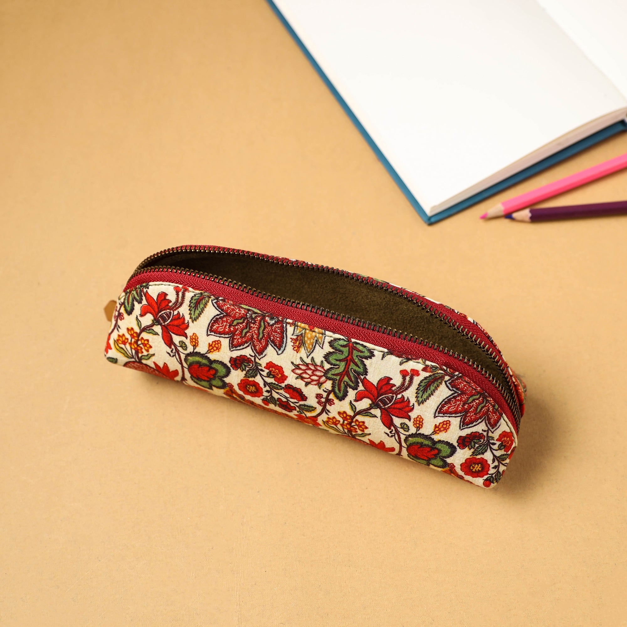 SUKRITI INPRINT Beige - Floral Print Handcrafted Pencil Pouch 43 - view 2