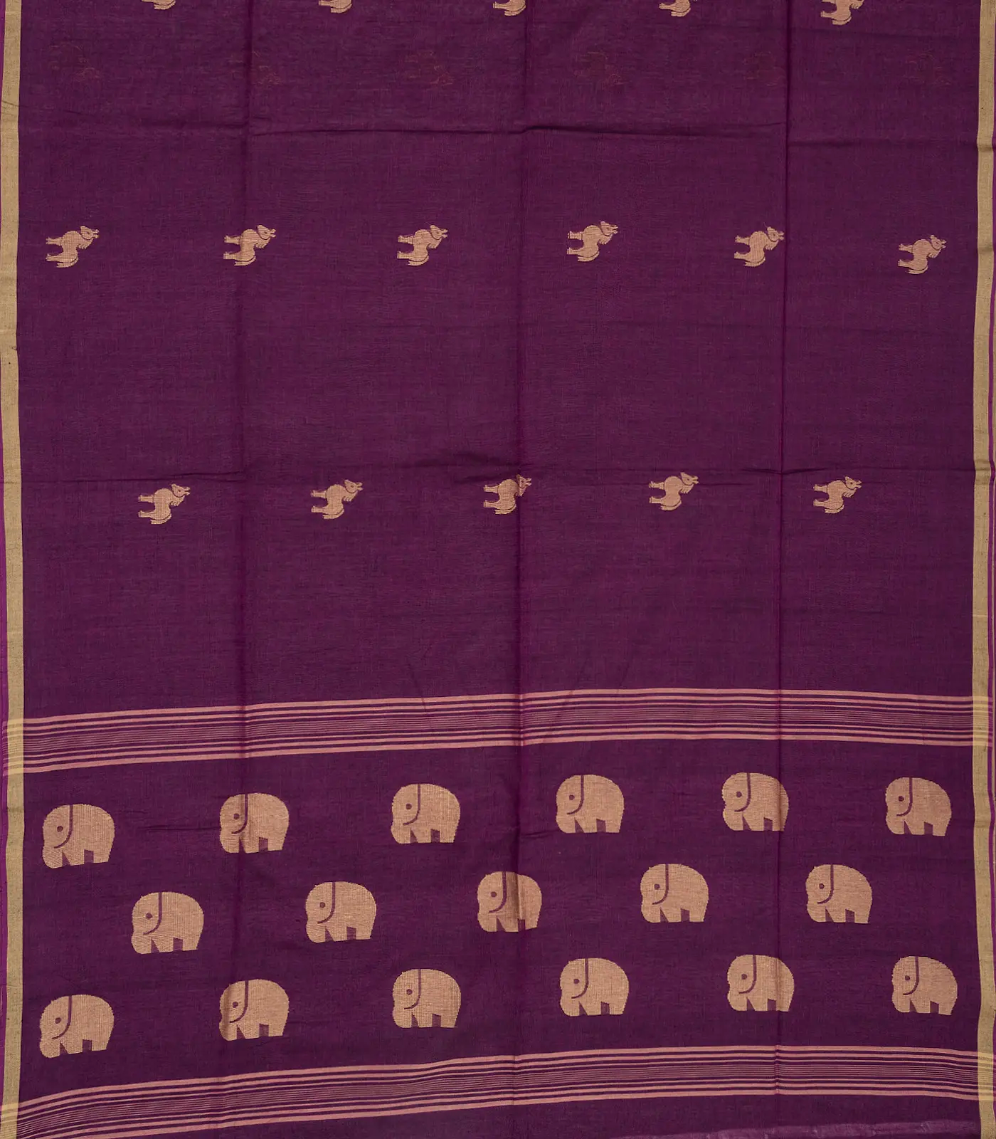 RmKV Magenta Handloom Bengal Cotton Saree With Horse Blouse - view 2