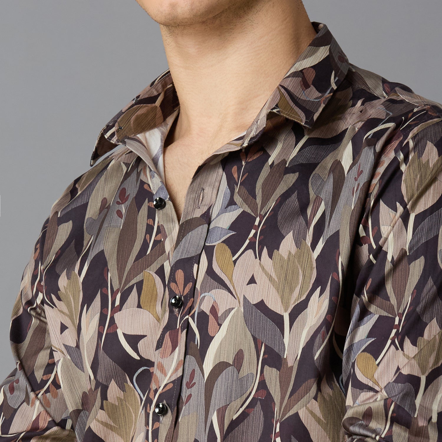 MARK & ALBERT Giza Cotton Printed Shirt – Beige - view 4