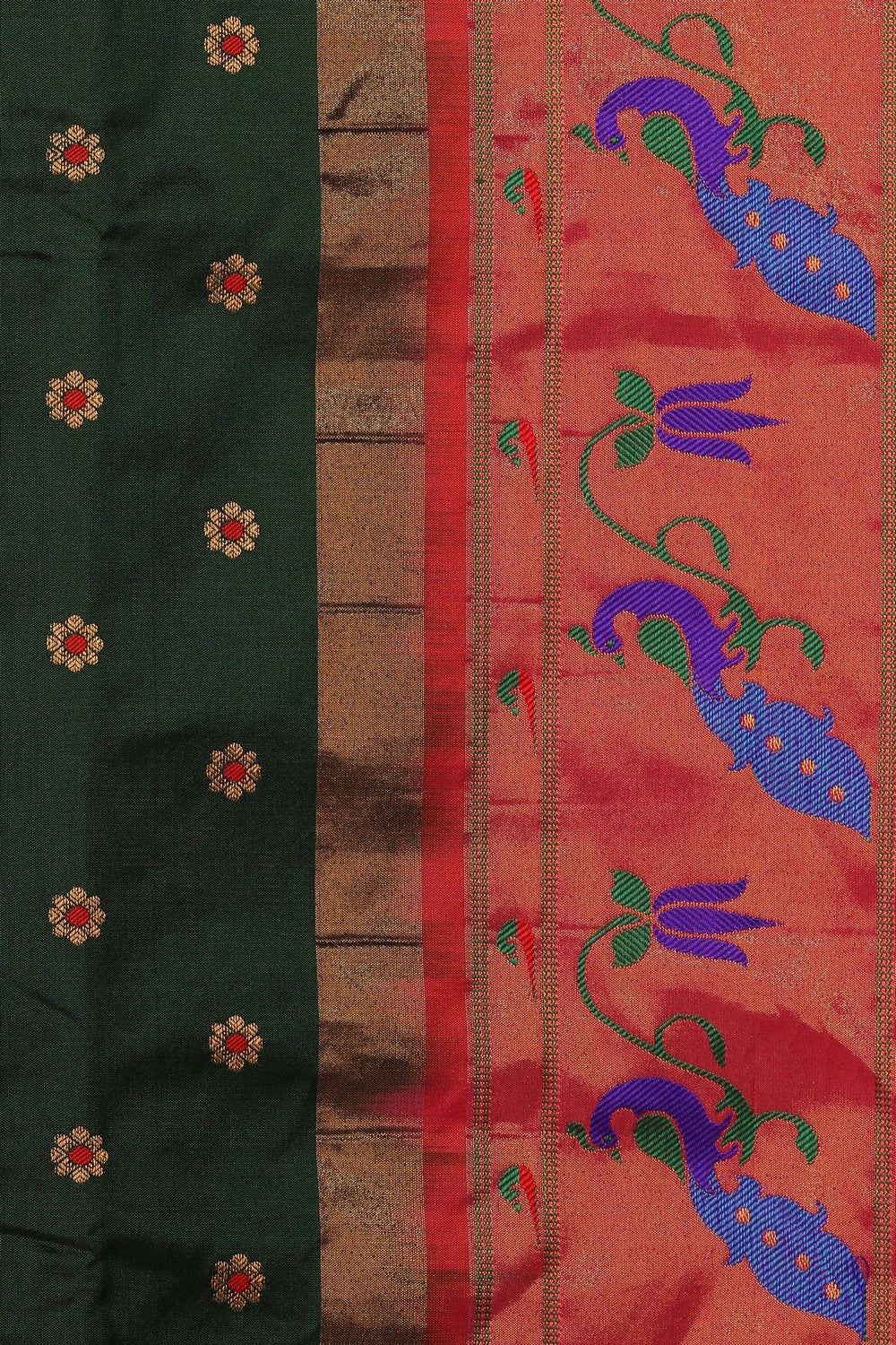 Kalanjali Gadwal Silk Bottle Green Saree – Women's - view 2