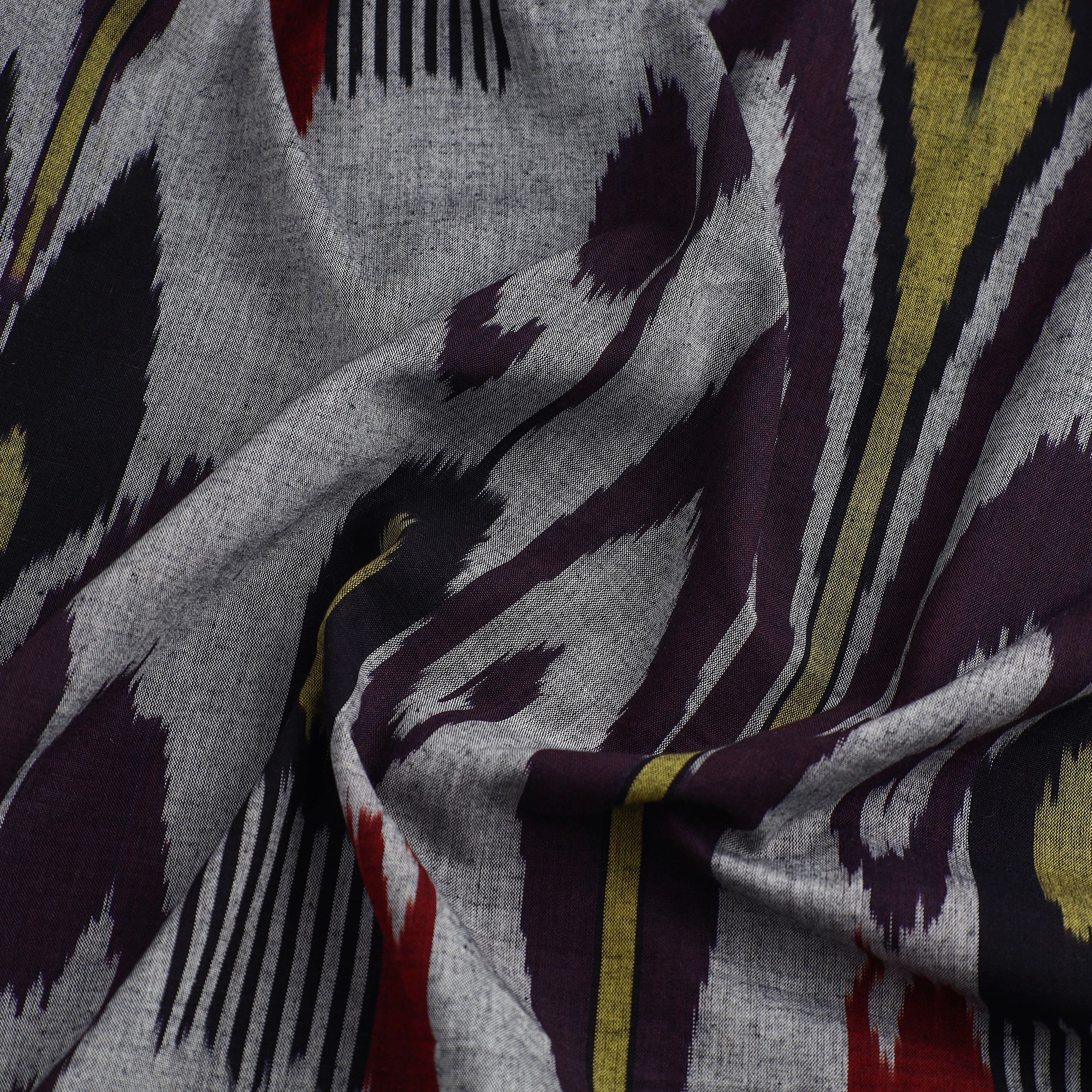 POCHAMPALLY IKAT WEAVES BY GOVARDHAN Grey - Handloom Cotton Central Asian Pochampally Ikat Fabric 08 - view 3