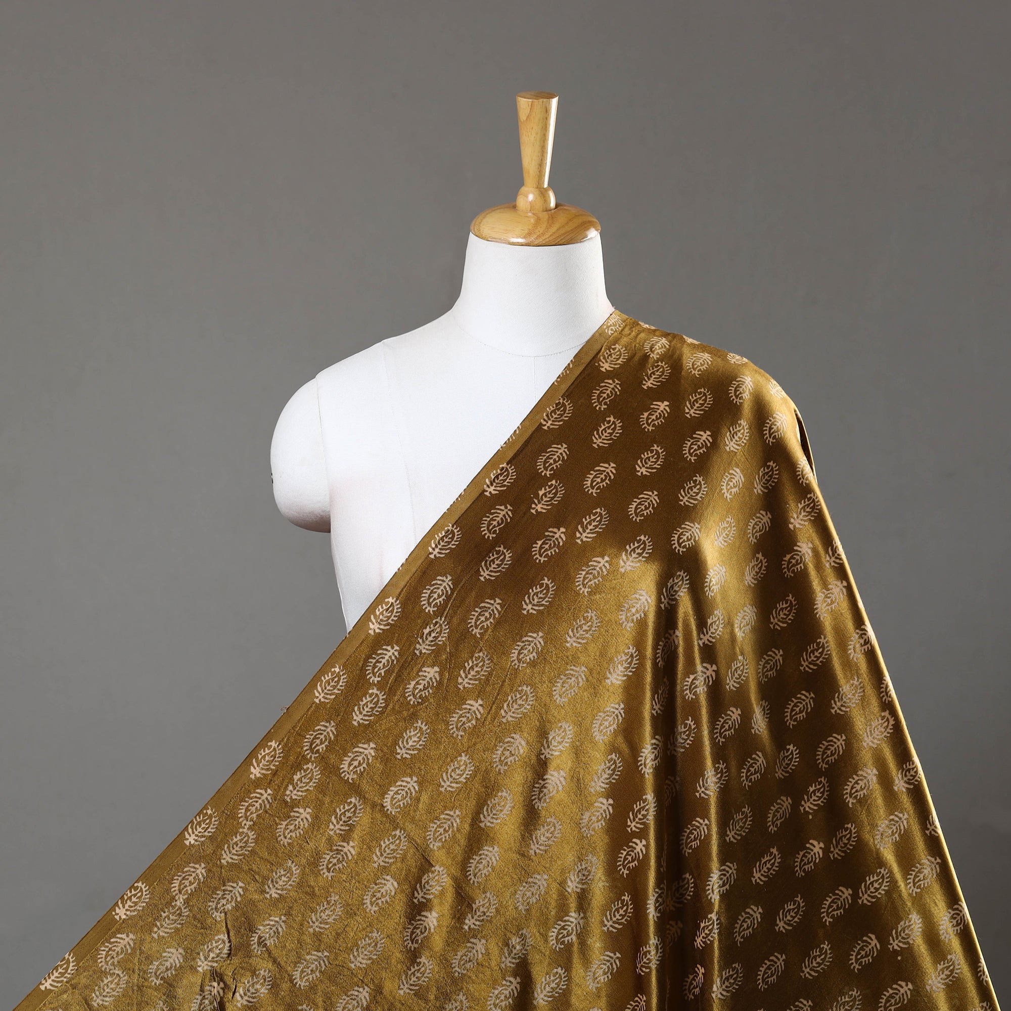 KACHCHH JI CHHAAP Brown - Mashru Silk Kutch Hand Block Printed Fabric 14