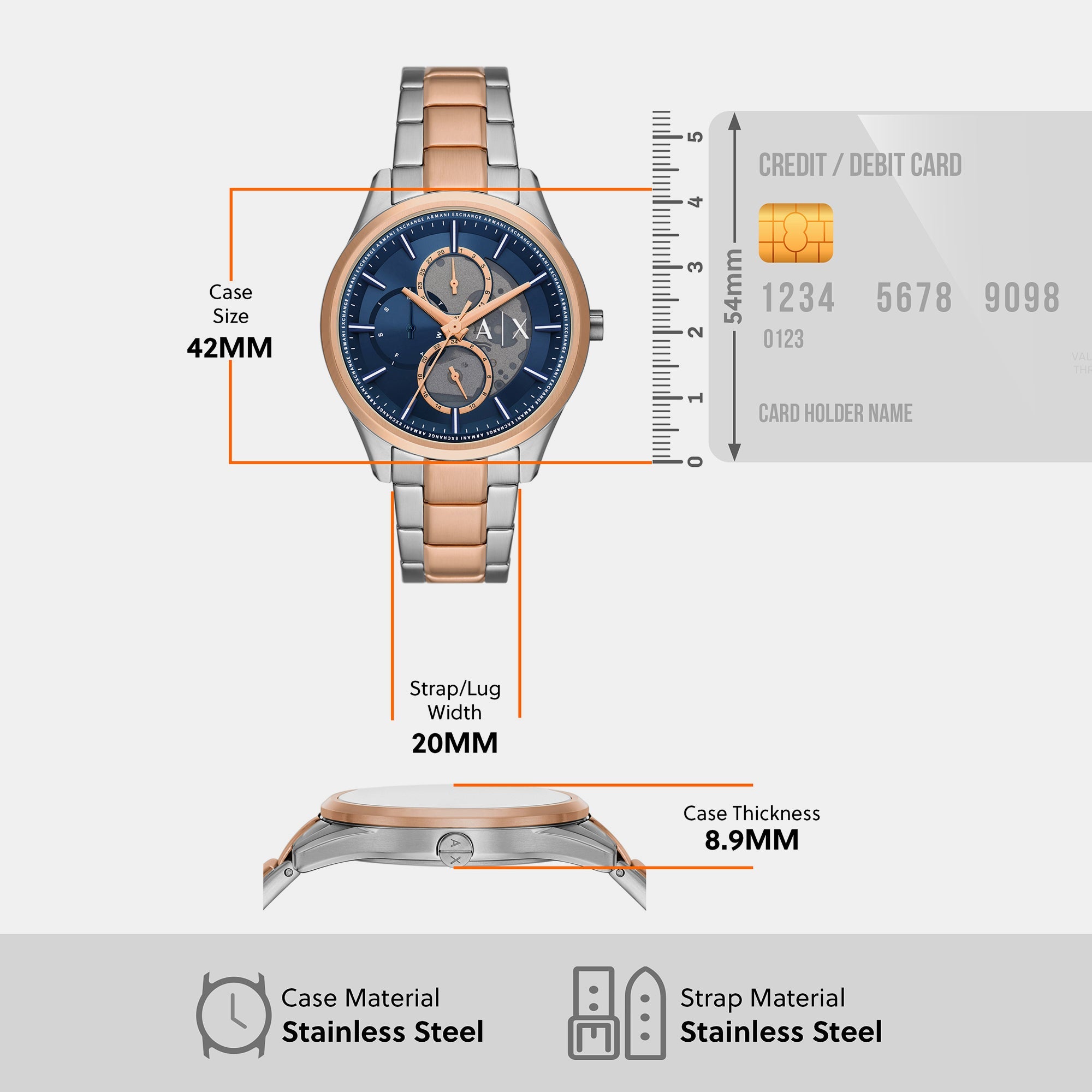 Armani Exchange Dante Men Quartz Blue Dial Chronograph Stainless Steel Watch AX1874 - view 7