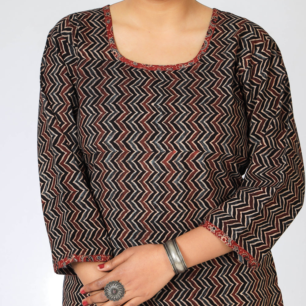 ITOKRI CASUALS Black - Ajrakh Block Printing Cotton Long Kurta - view 3
