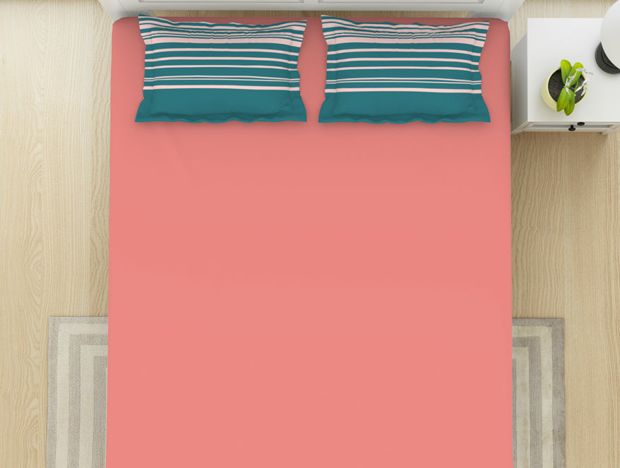 Spaces India Solid/Geometric Corl/Sprkgvilt 100% Cotton King Size Bedsheet - Gypsy By Spaces - view 3